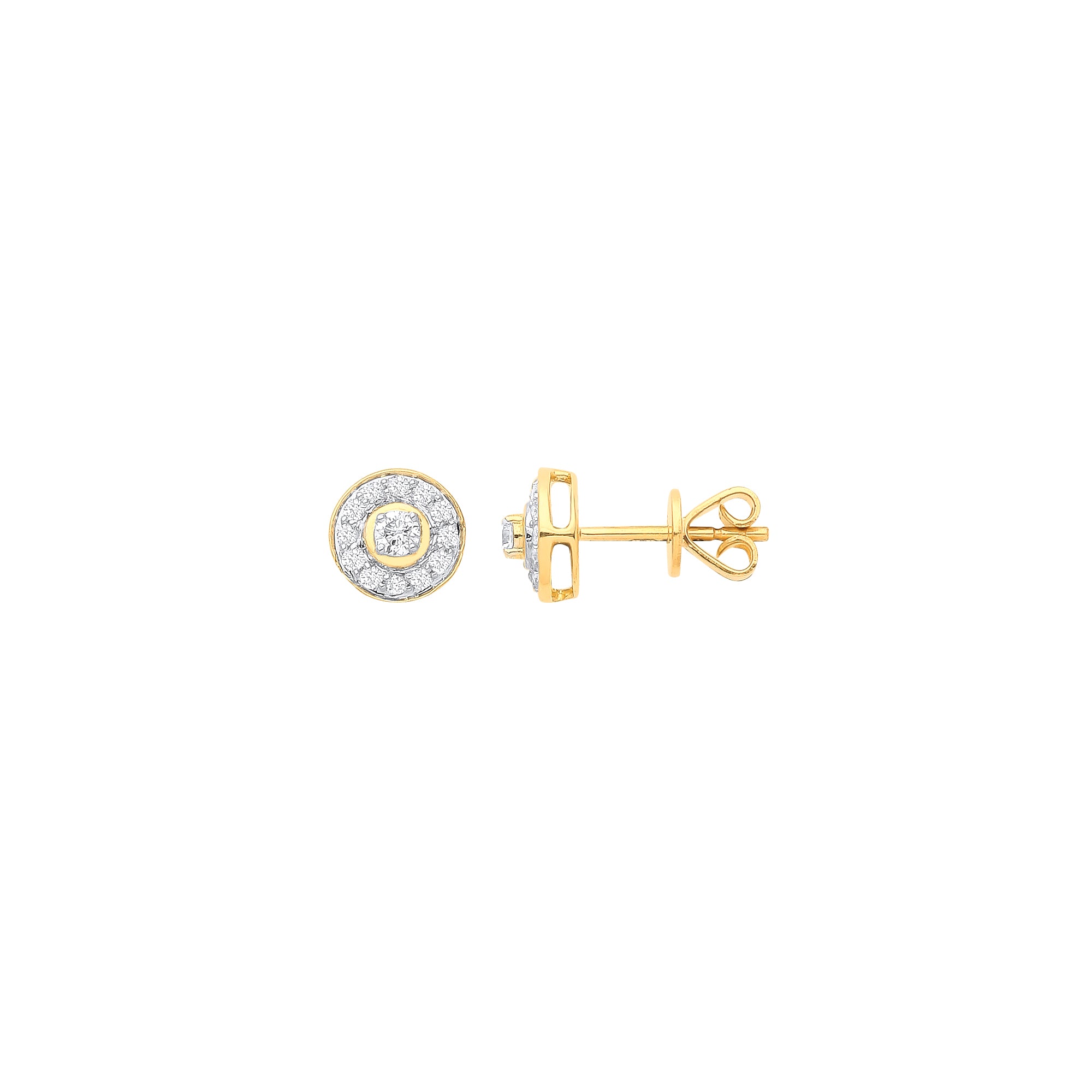 18ct Yellow Gold Halo 0.24ct Diamond Studs