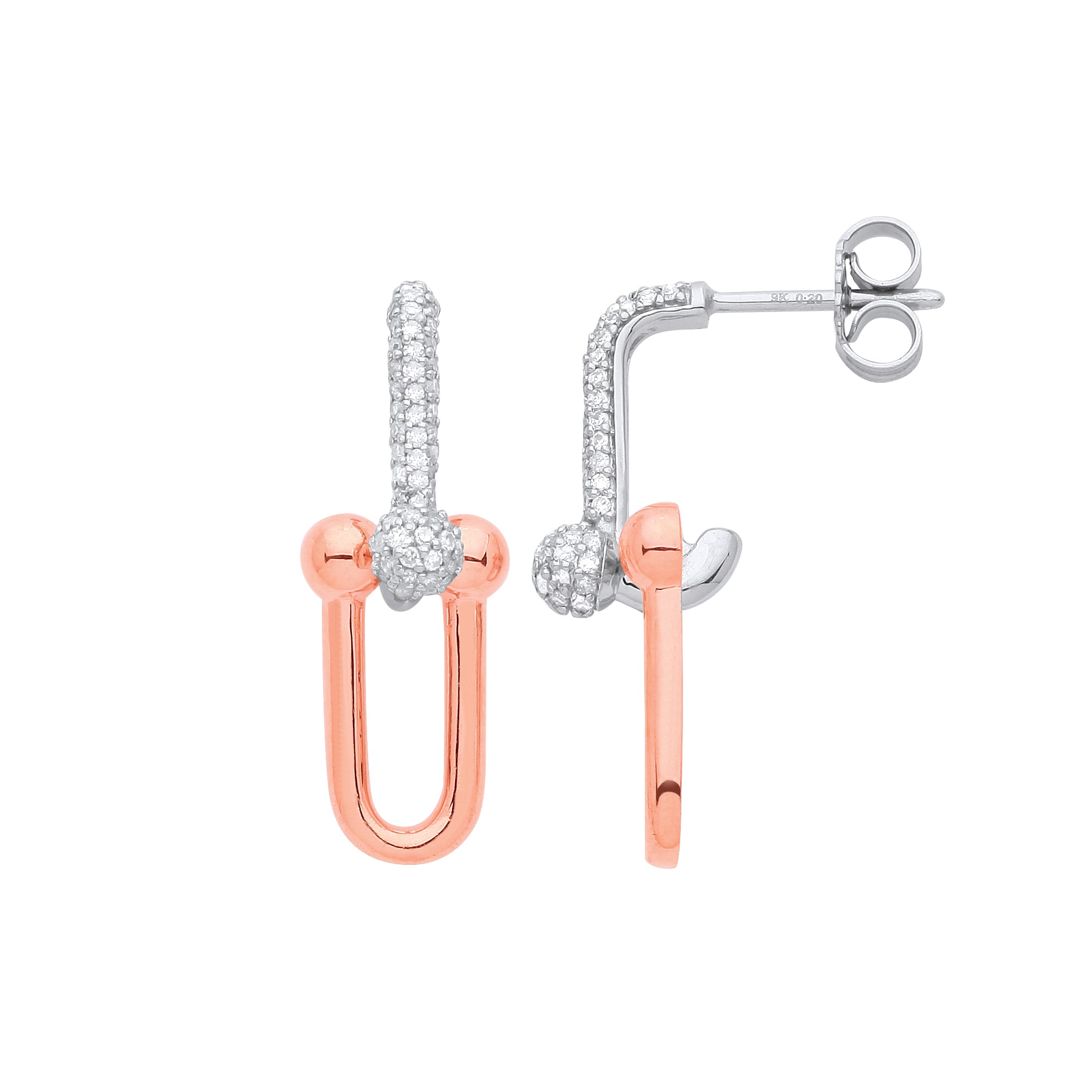 9ct White and Rose Gold Drop Earring 0.43ct Diamonds