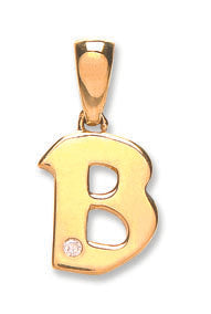 9ct Yellow Gold 0.01ct Diamond Initial Pendant