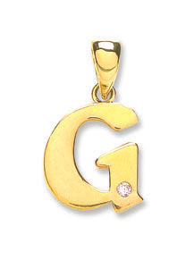 9ct Yellow Gold 0.01ct Diamond Initial Pendant