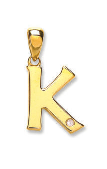 9ct Yellow Gold 0.01ct Diamond Initial Pendant