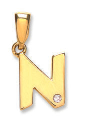 9ct Yellow Gold 0.01ct Diamond Initial Pendant