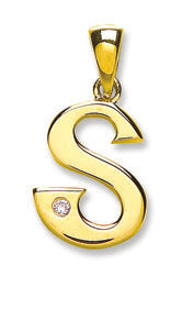 9ct Yellow Gold 0.01ct Diamond Initial Pendant