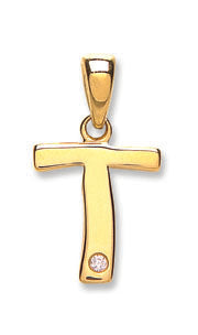 9ct Yellow Gold 0.01ct Diamond Initial Pendant