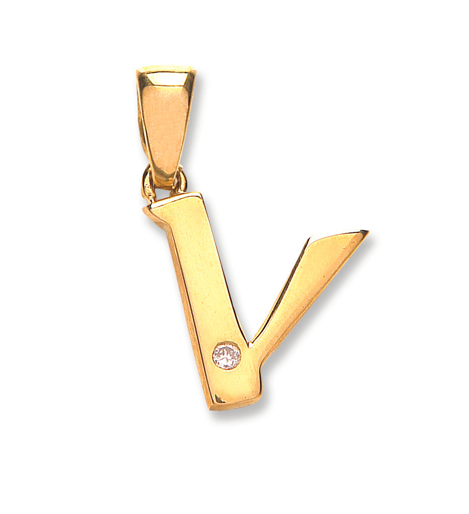 9ct Yellow Gold 0.01ct Diamond Initial Pendant