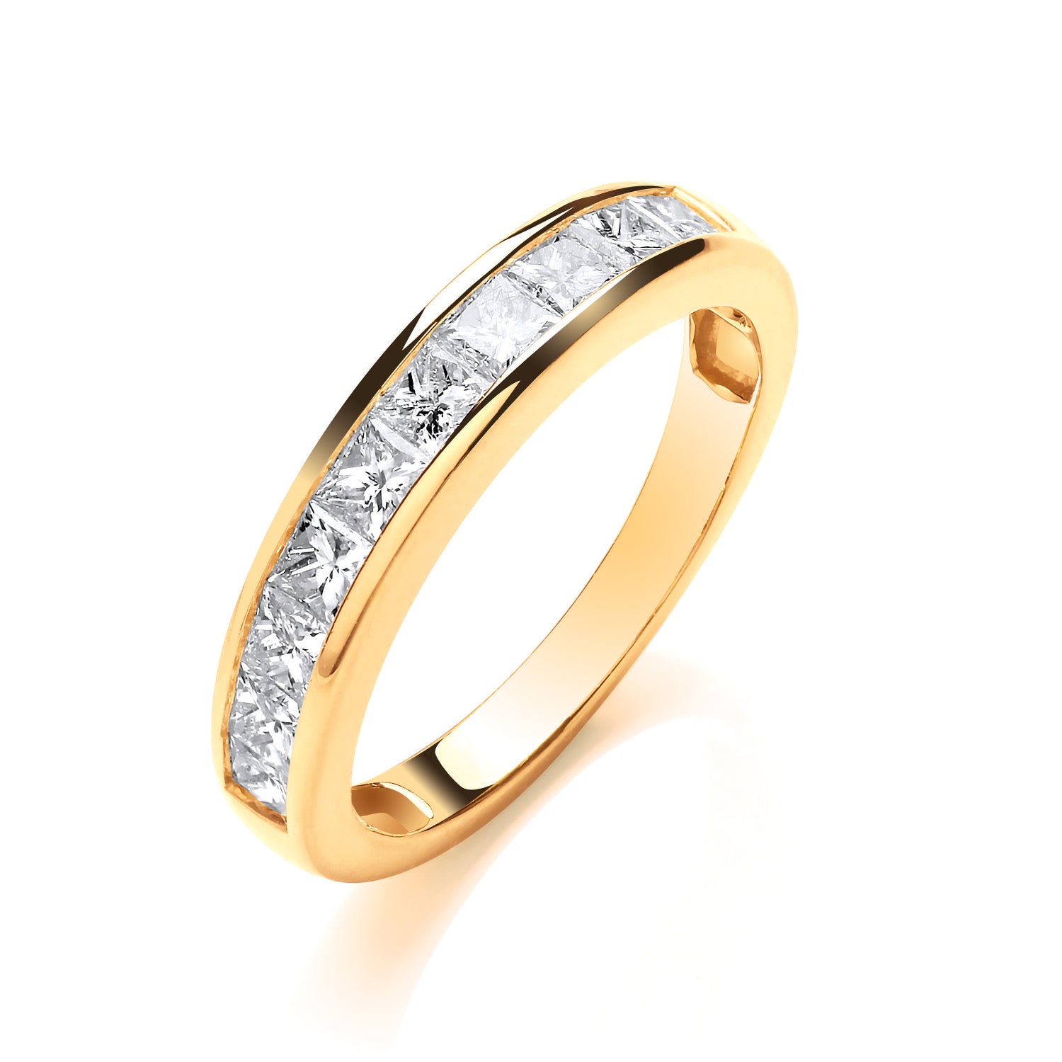 18ct Yellow Gold 1.00ct Princess Cut Diamond Eternity Ring