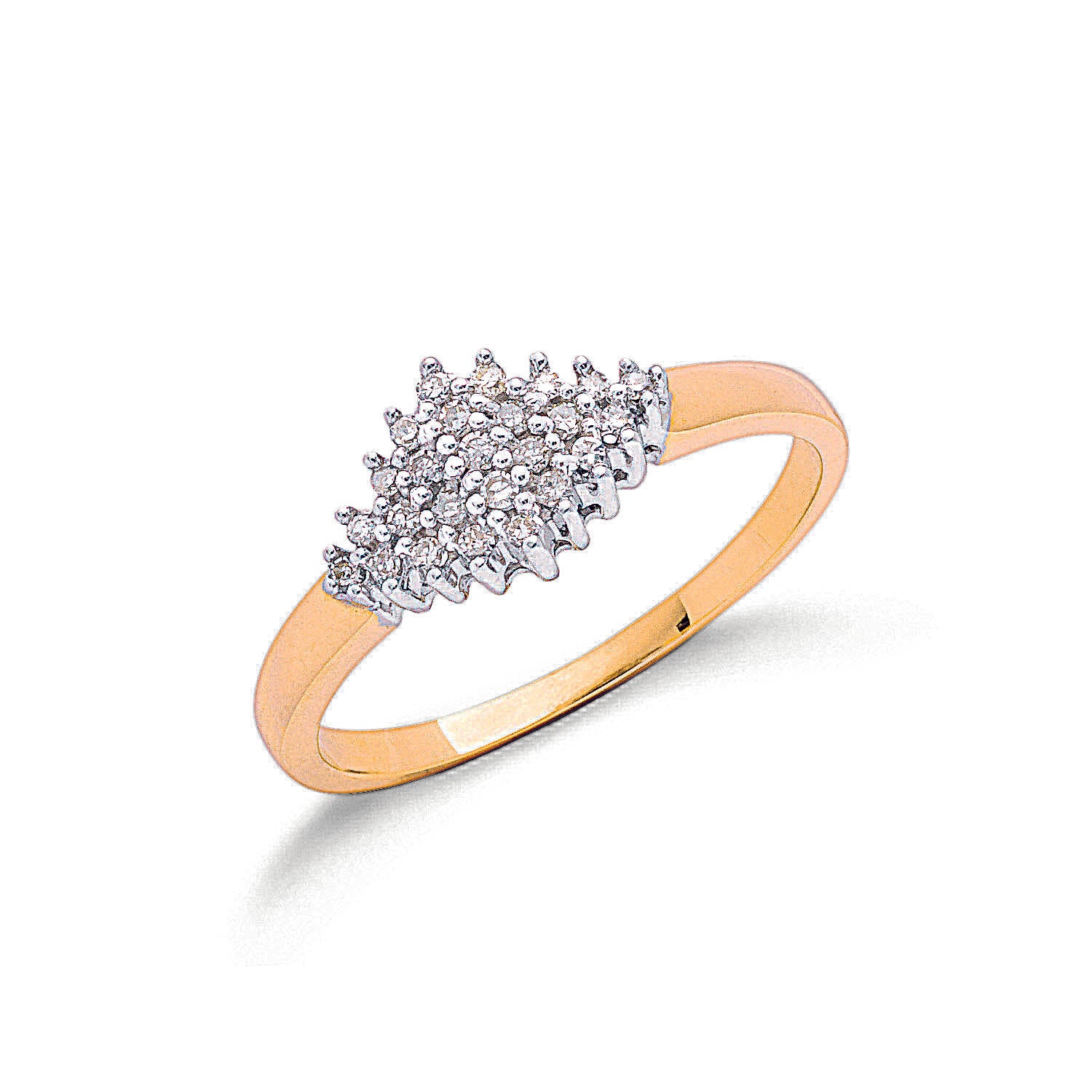 9ct Yellow Gold 0.16ct Diamond Cluster Ring