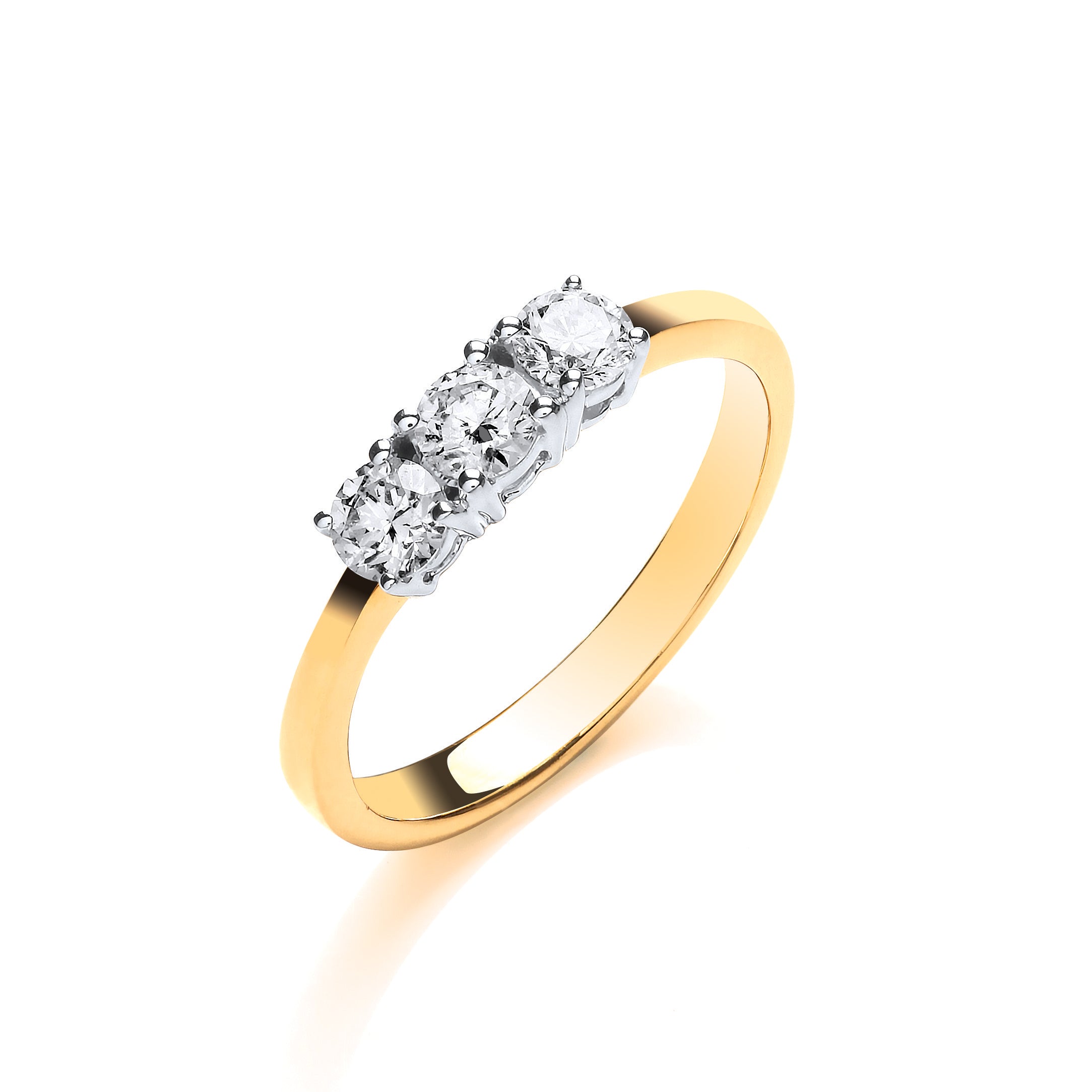 18ct Yellow Gold 0.50ct Diamond Trilogy Ring