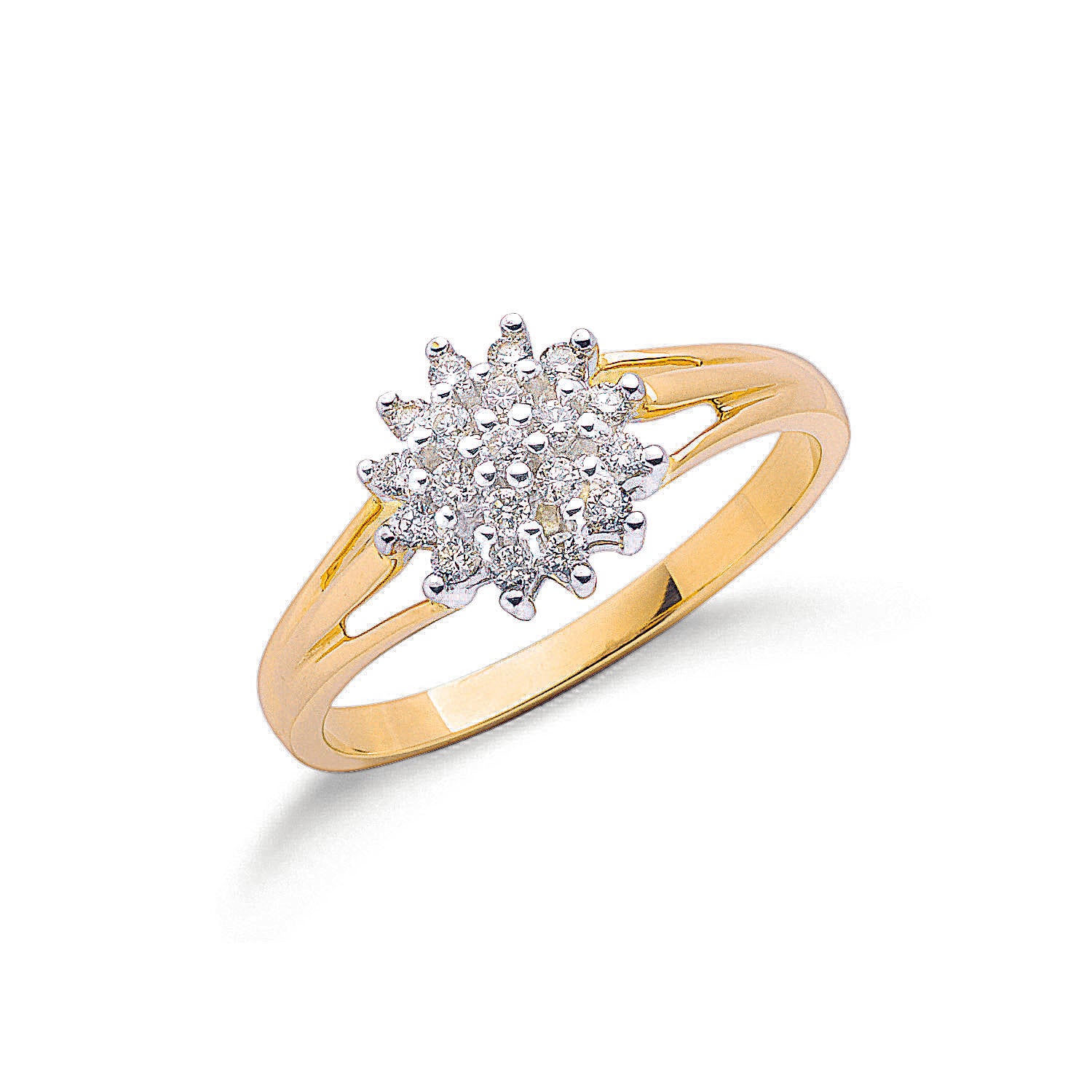 9ct Yellow Gold 0.25ct Diamond Cluster Ring