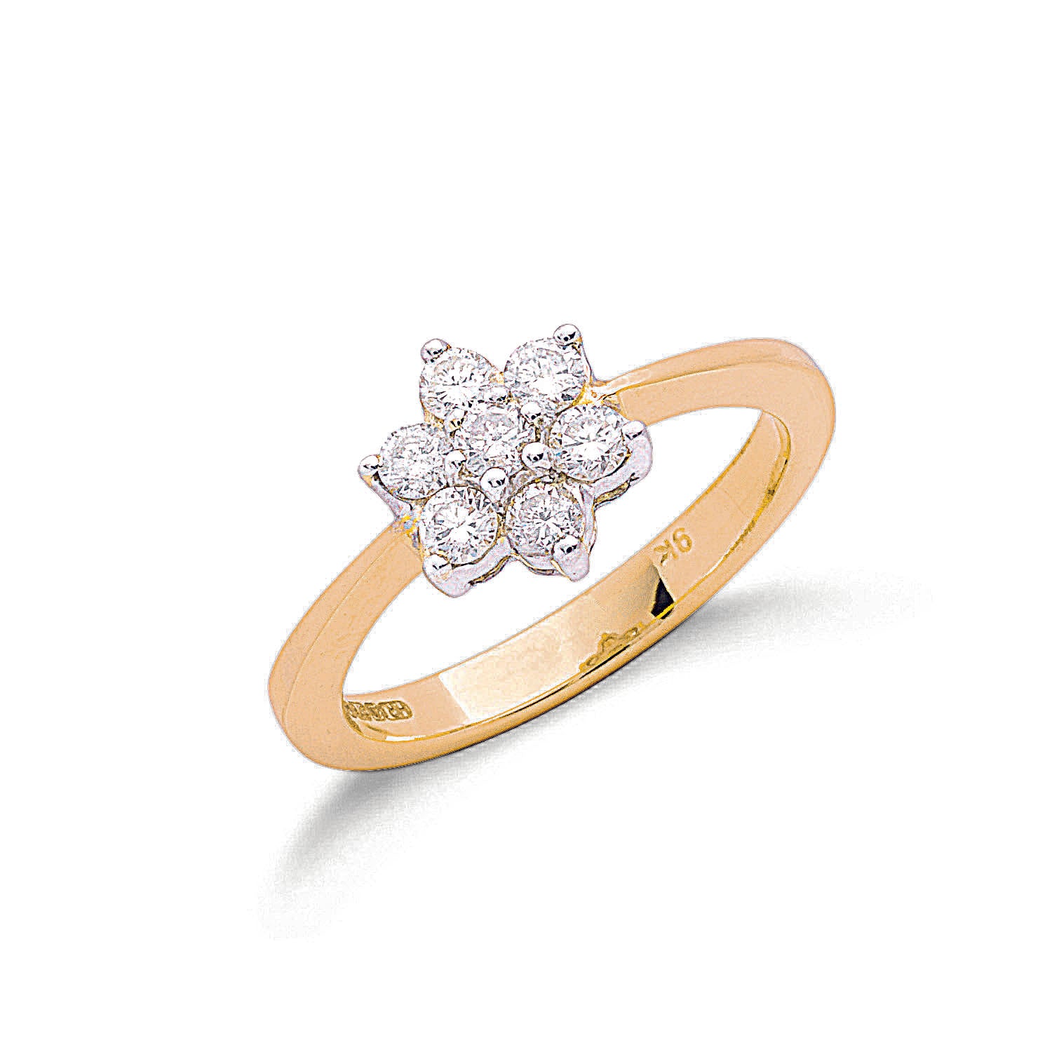 9ct Yellow Gold 0.50ct Diamond Flower / Cluster Ring
