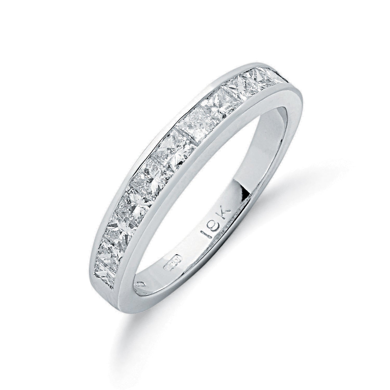18ct White Gold 1.00ct Princess Cut Diamond Eternity Ring