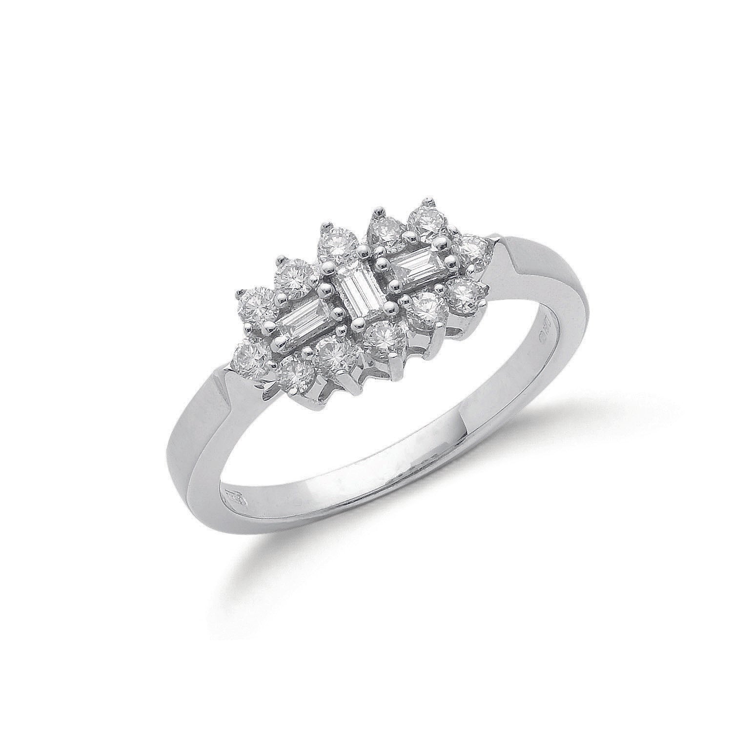 18ct White Gold 0.50ct Diamond Boat/Cluster Ring
