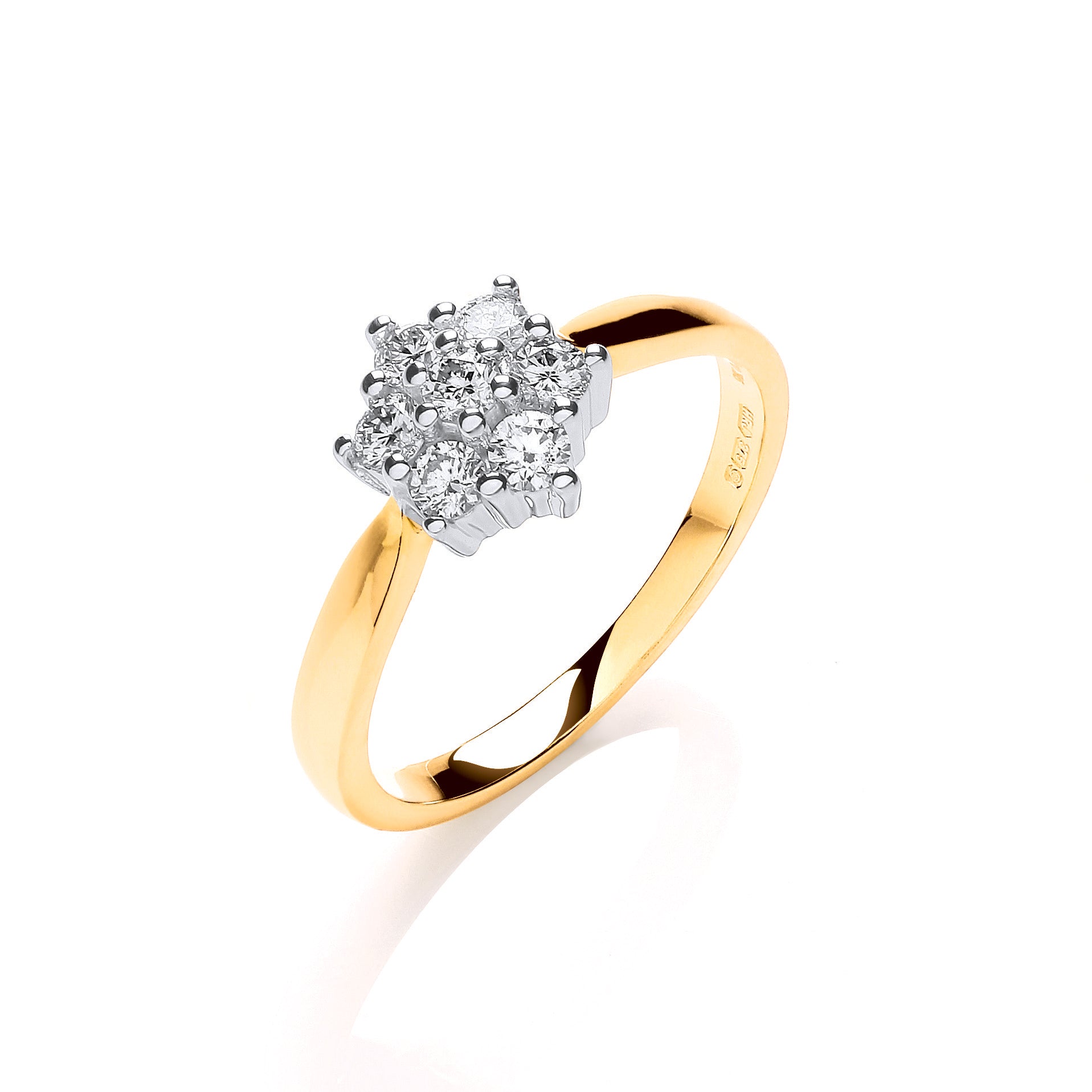 9ct Yellow Gold 0.33ct Diamond 7 Stone Cluster Ring