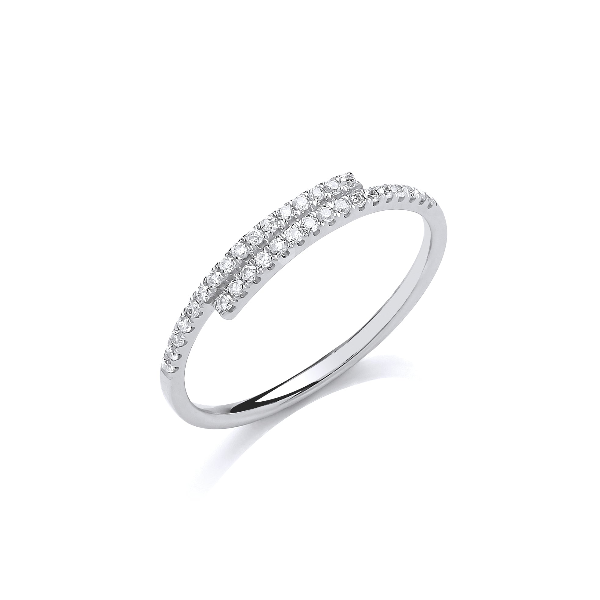 9ct White Gold 0.16ct Diamond Crossover Dress Ring