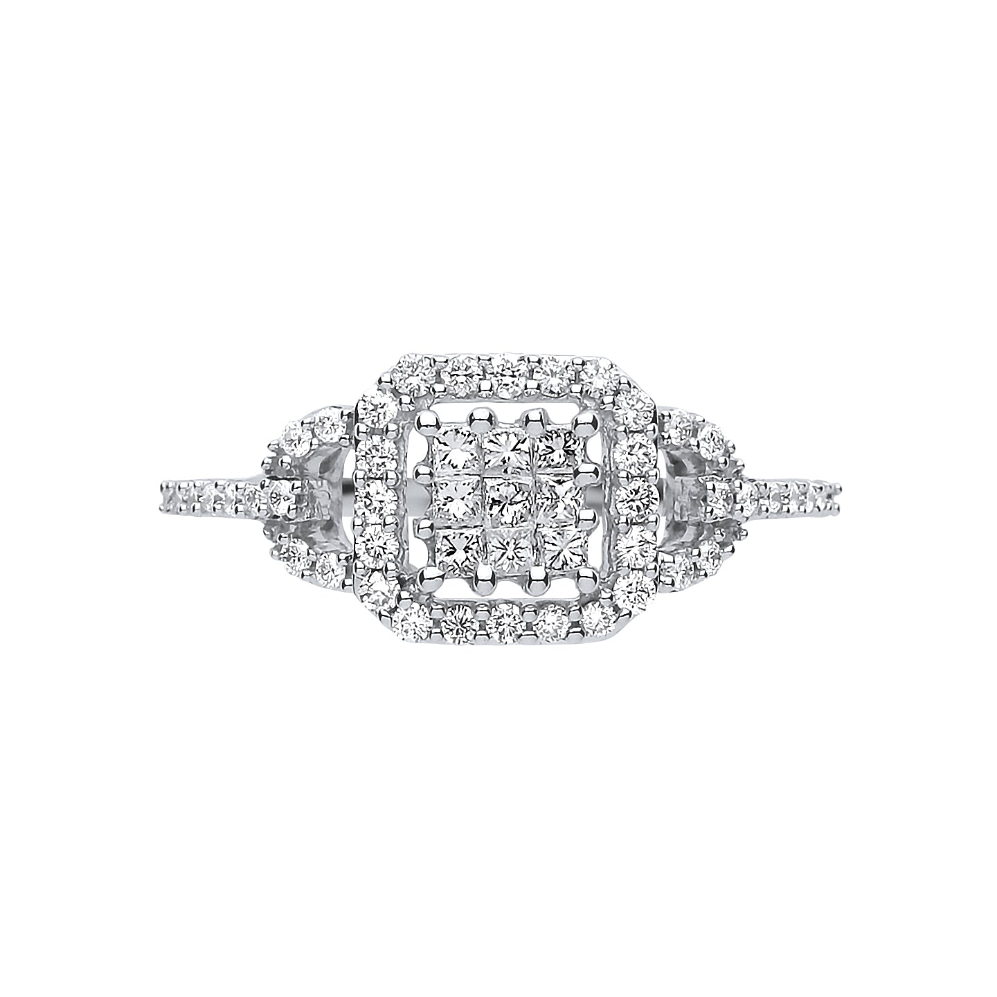 18ct White Gold 0.50ct Diamond Square Halo Ring