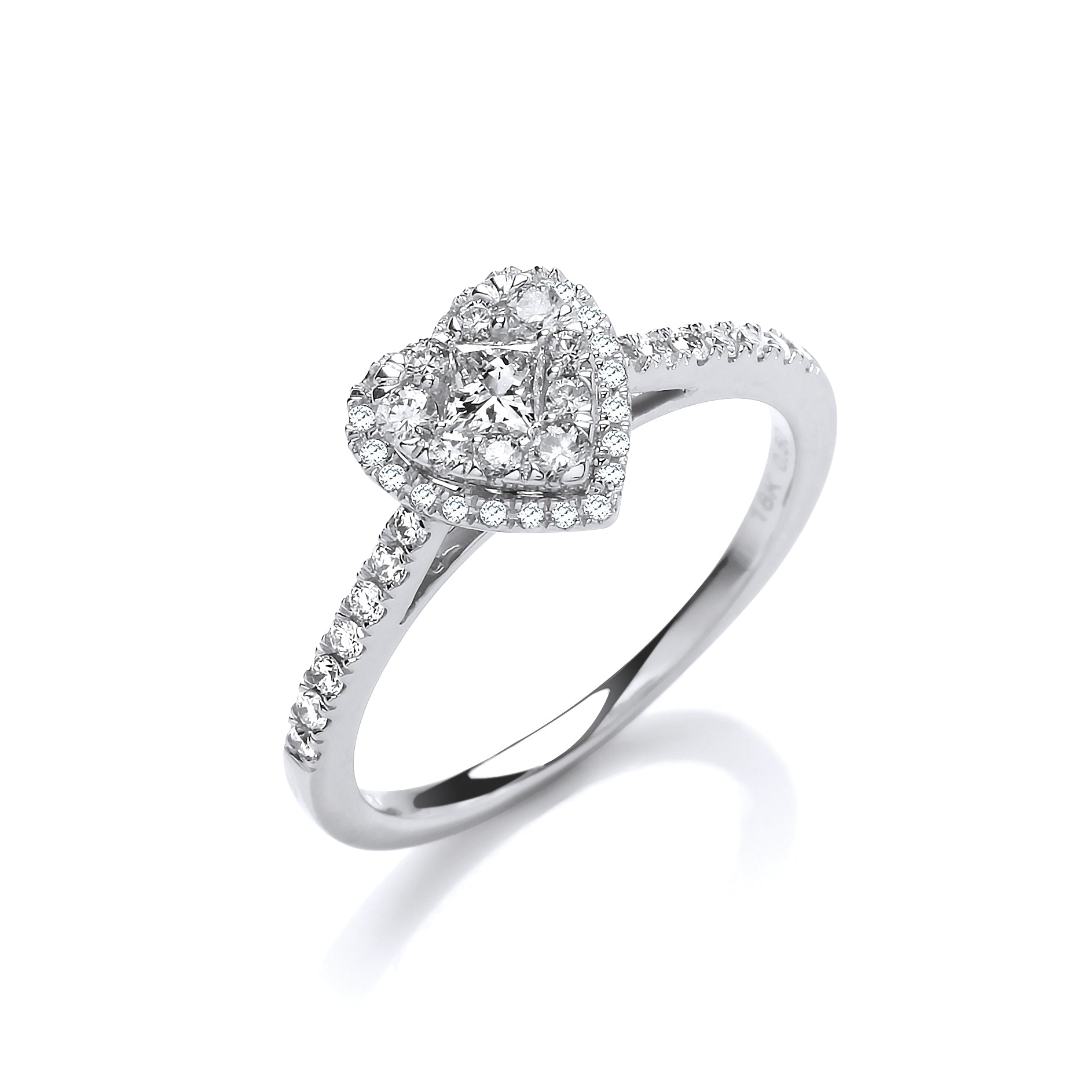 18ct White Gold Heart Shaped 0.50ct Diamond Dress Ring