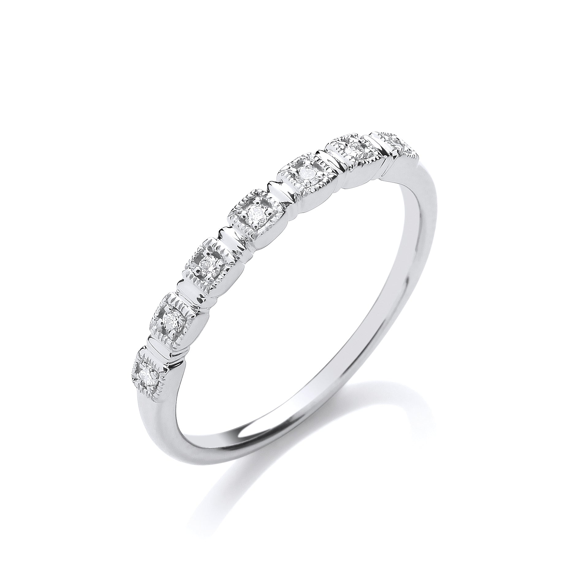 9ct White Gold Half Eternity 0.05ct Diamond Ring
