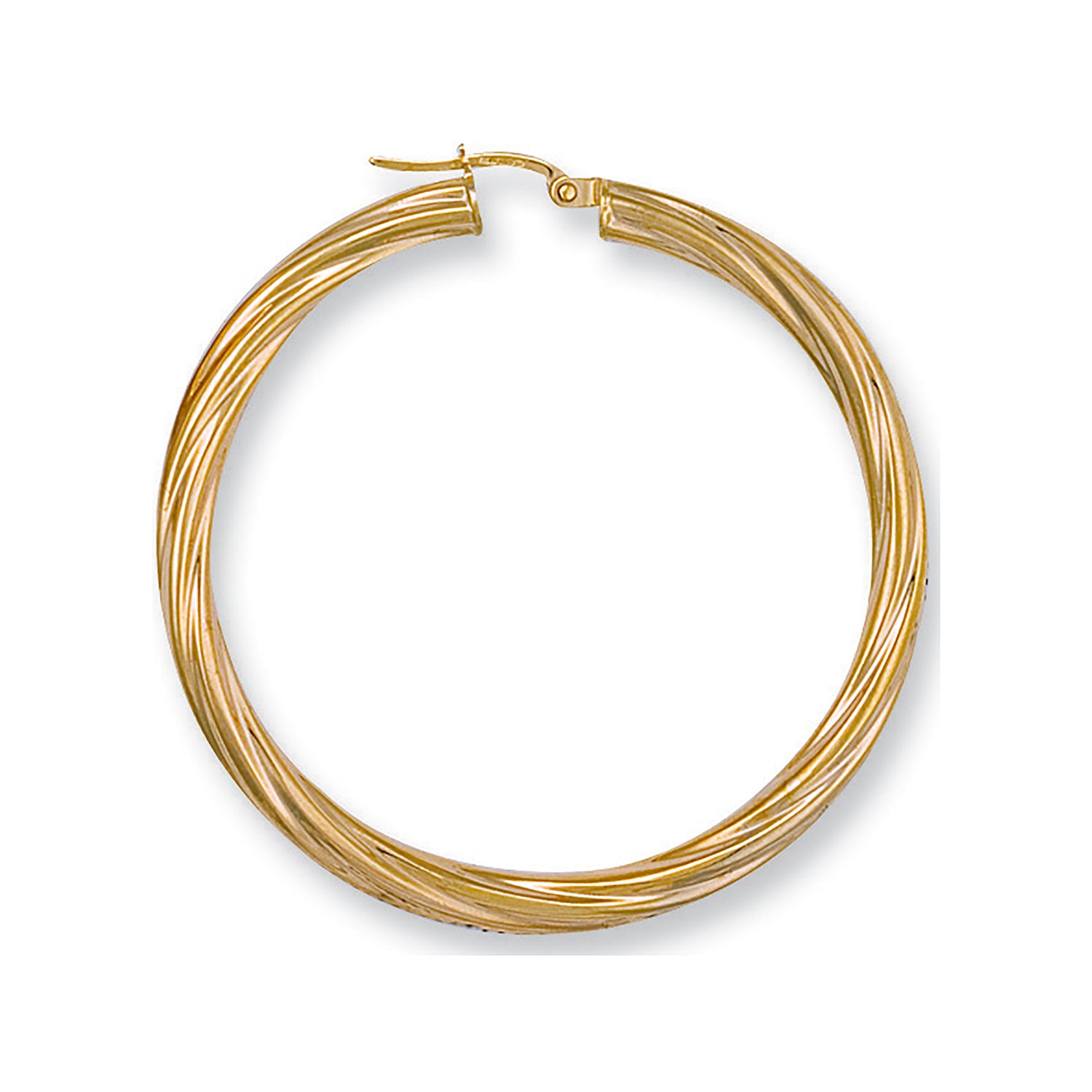 9ct Yellow Gold 47mm Twisted Hoop Earrings