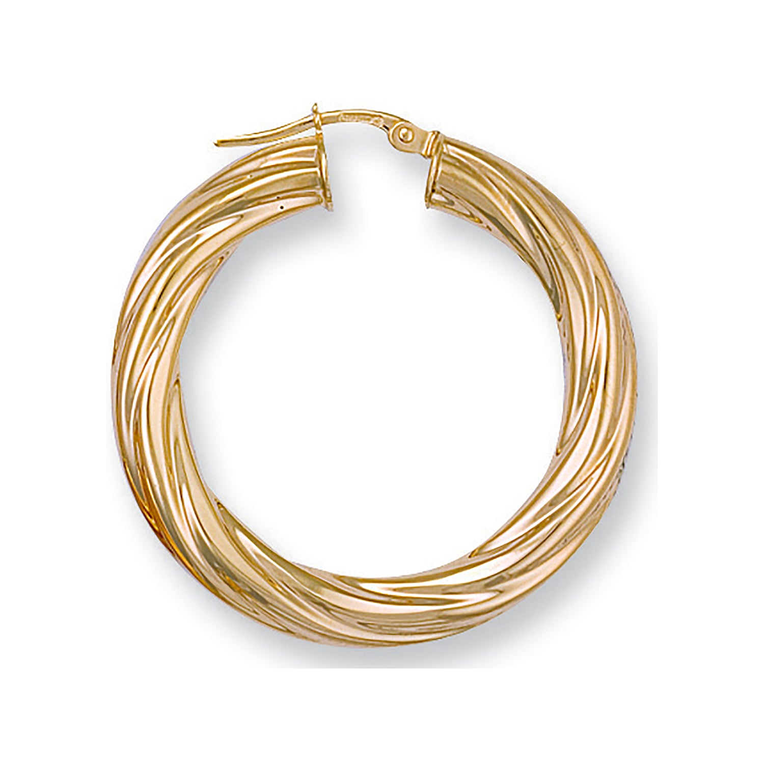 9ct Yellow Gold 34mm Twisted Hoop Earrings