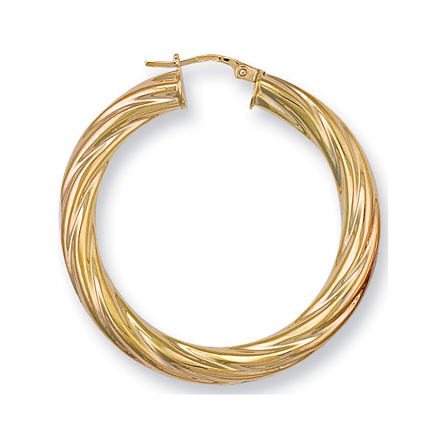 9ct Yellow Gold 39mm Twisted Hoop Earrings