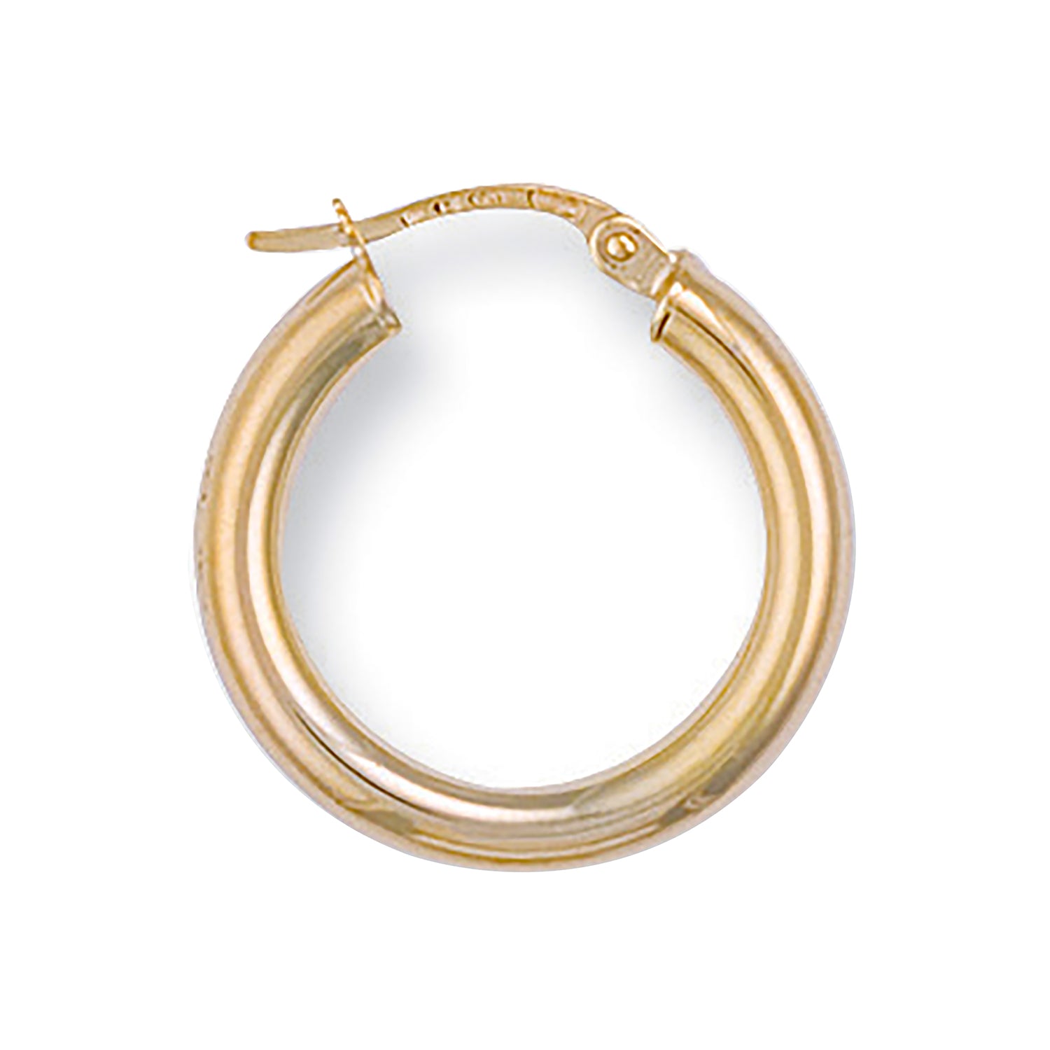 9ct Yellow Gold 21mm Round Tube Hoop Earrings