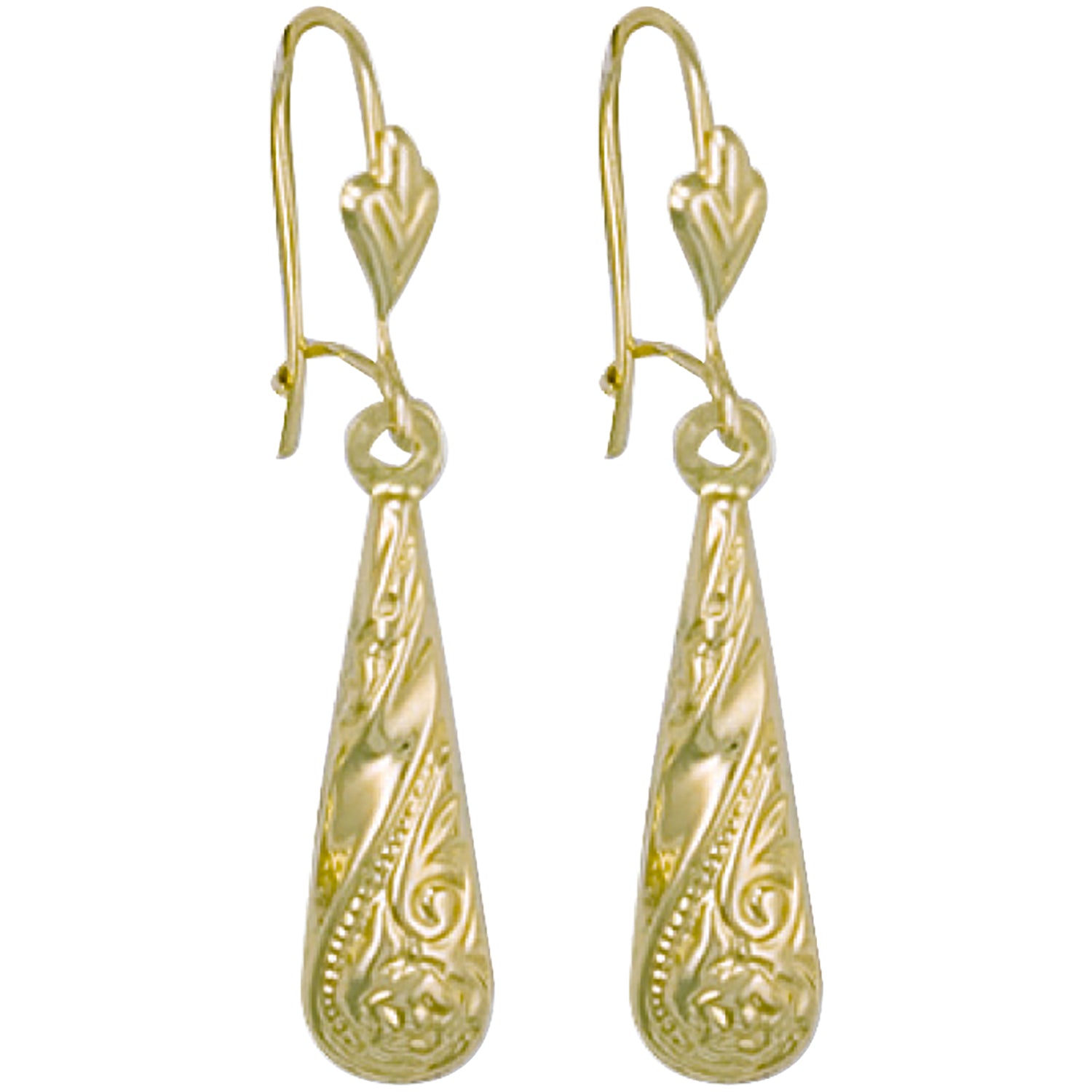 9ct Yellow Gold Patterned Drops
