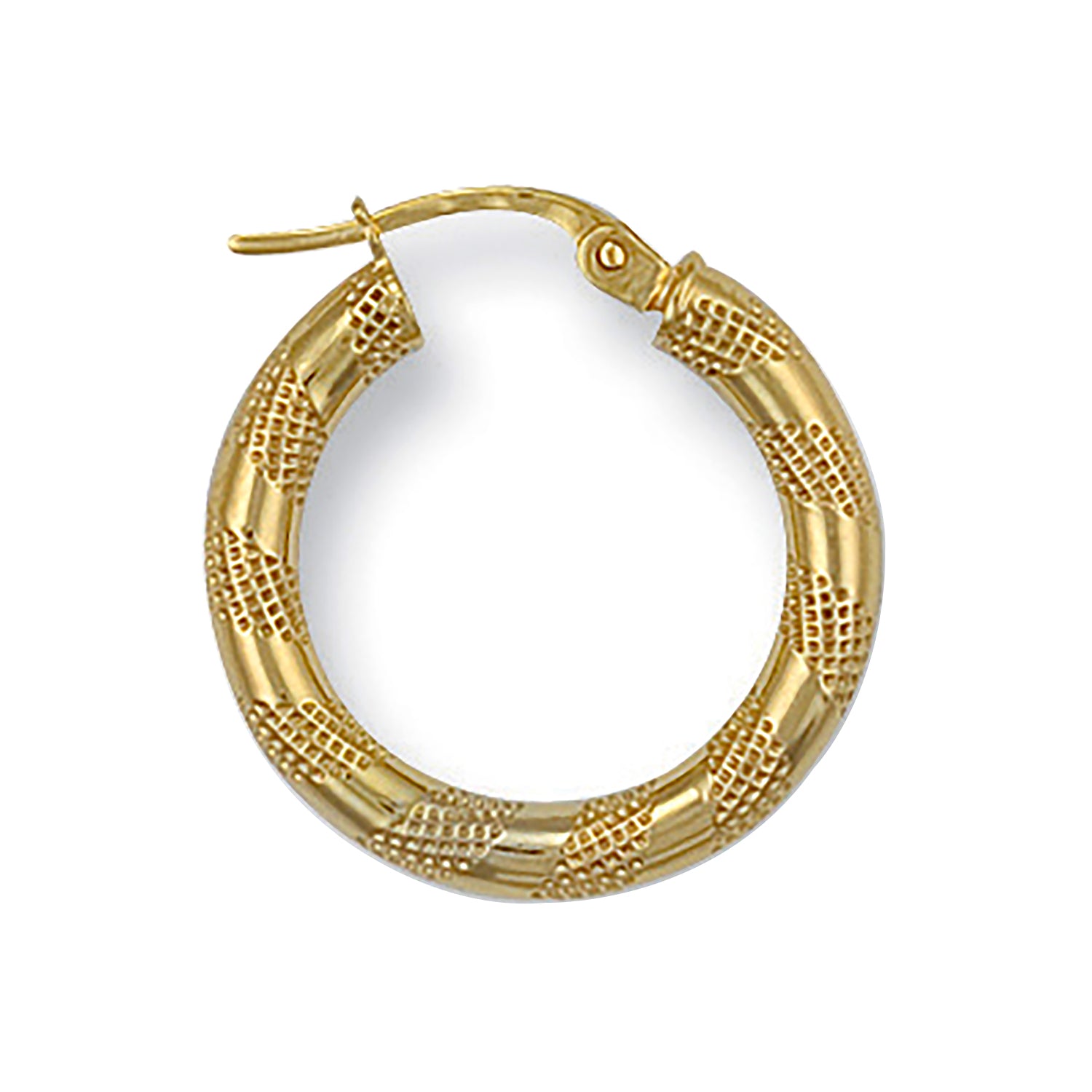 9ct Yellow Gold 20mm Frosted Tube Hoop Earrings