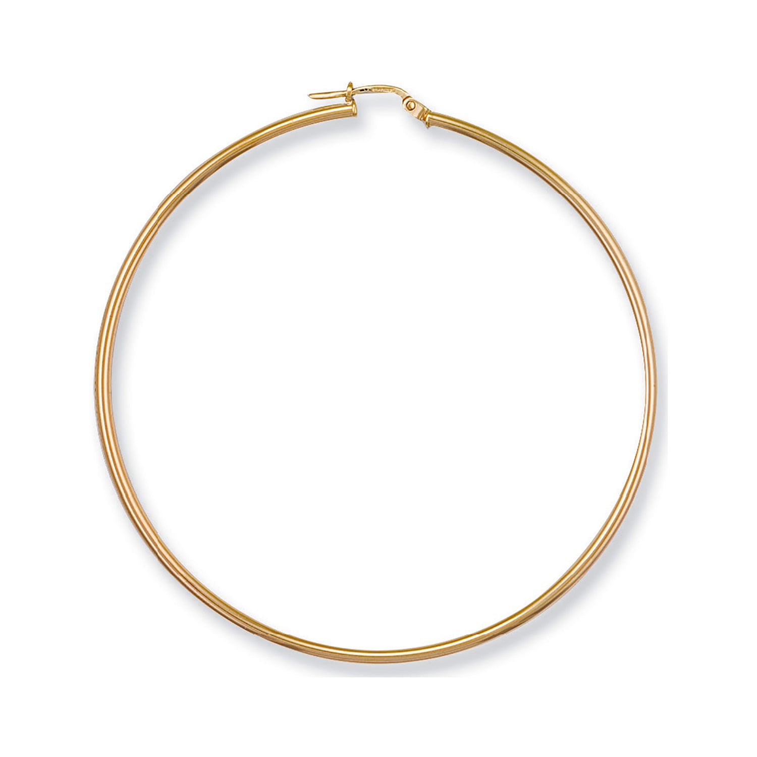 9ct Yellow Gold 60mm Round Tube Hoop Earrings