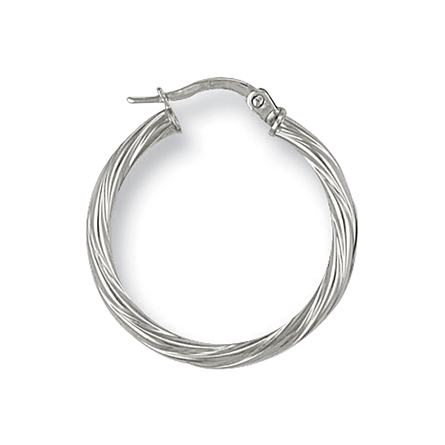 9ct White Gold 23mm Twisted Hoop Earrings