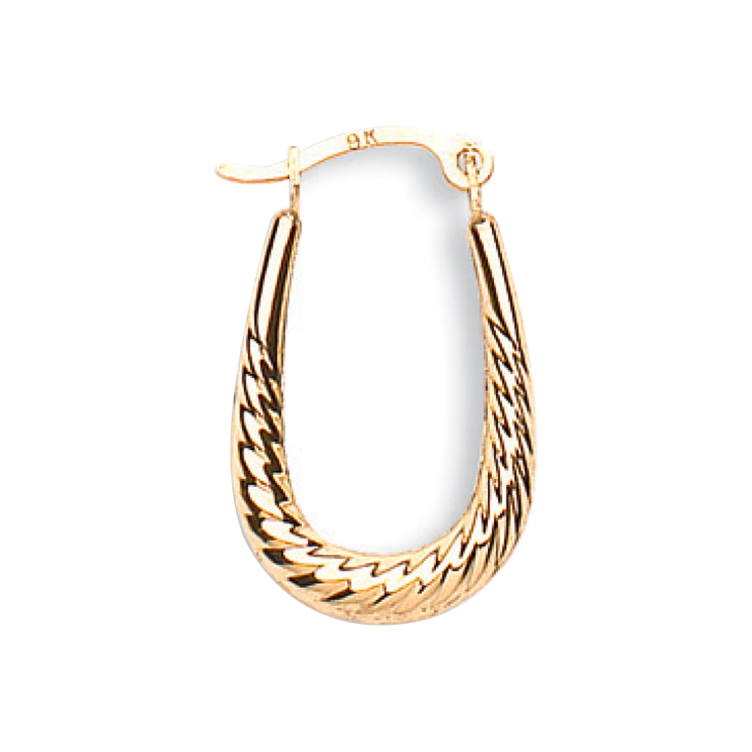 9ct Yellow Gold Ribbed Oval Creoles