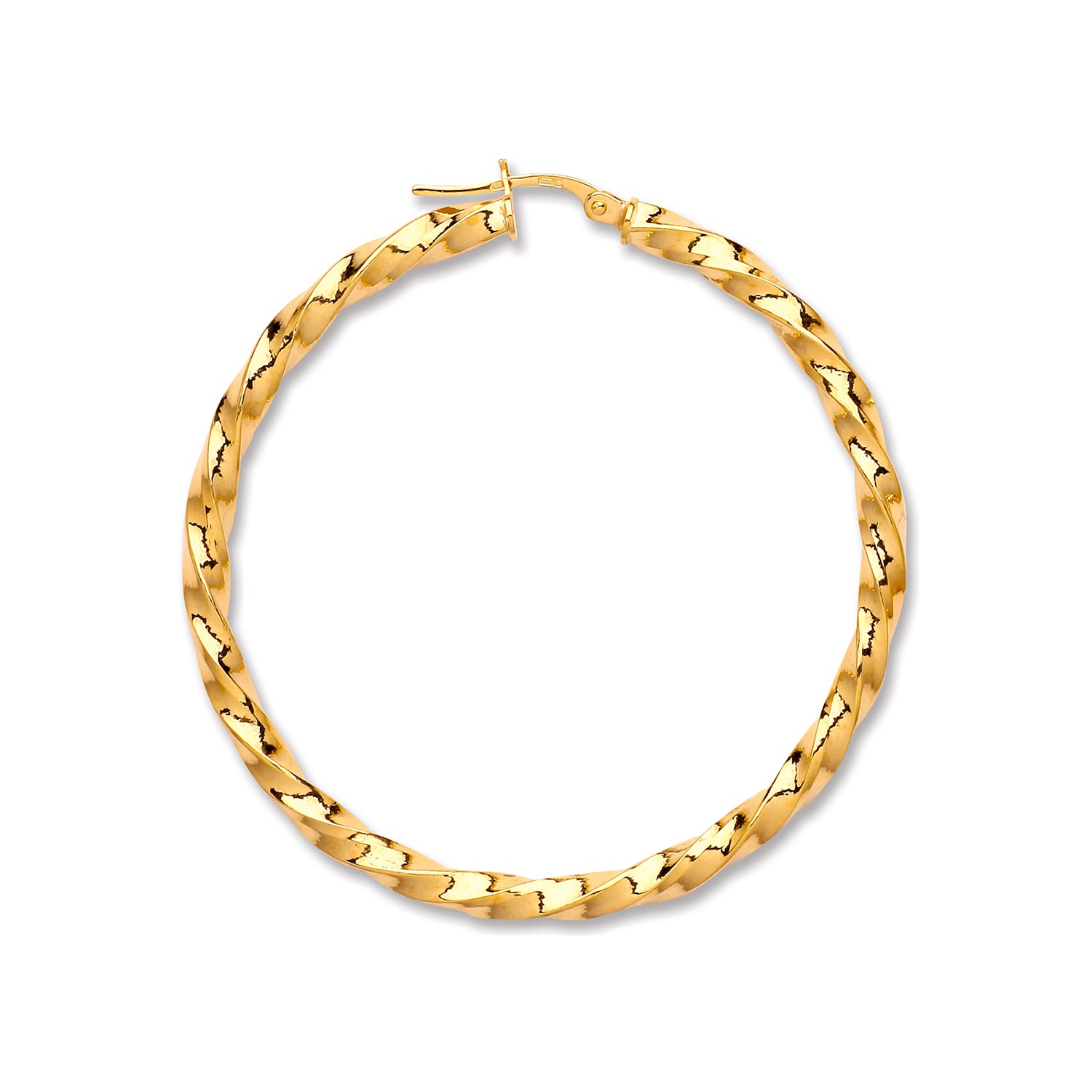 9ct Yellow Gold 45.7mm Twist Hoop Earrings