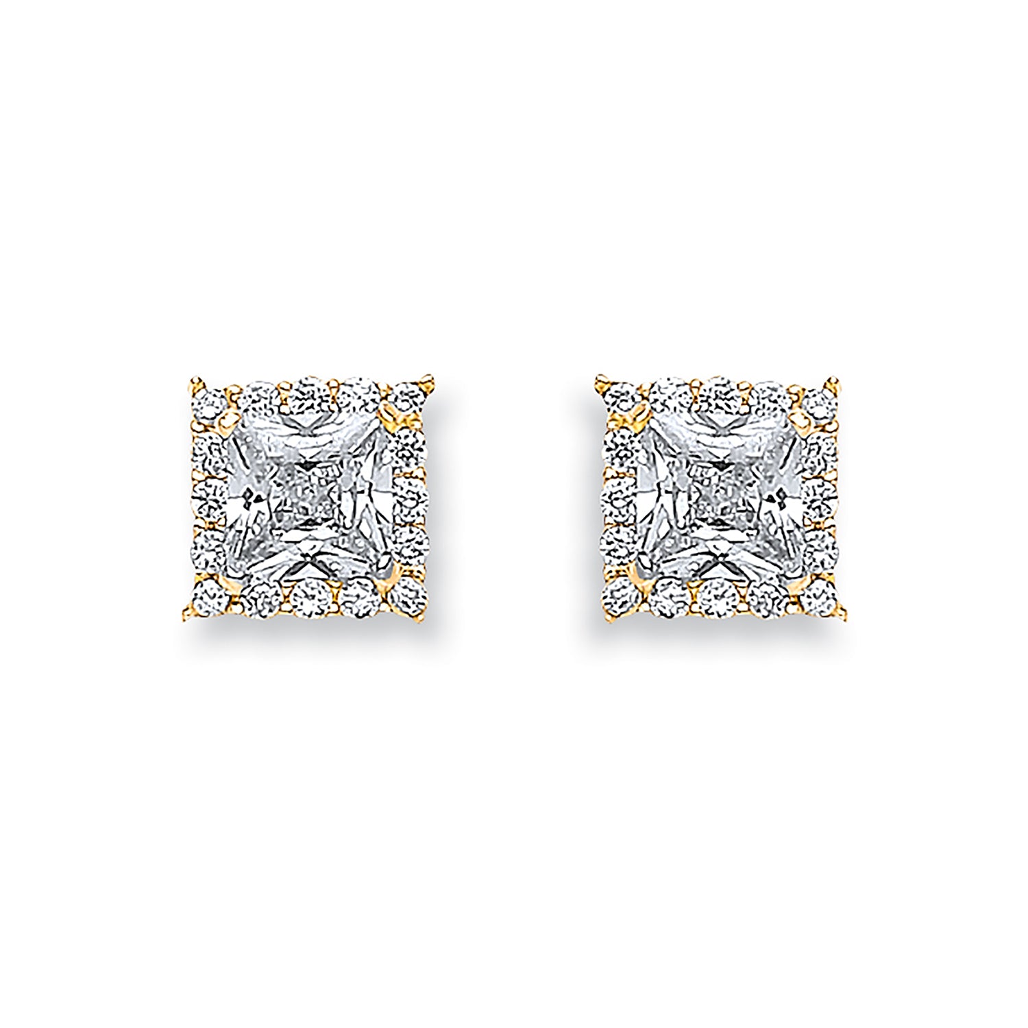 9ct Yellow Gold Princess Cut Cubic Zirconia Centre Stud