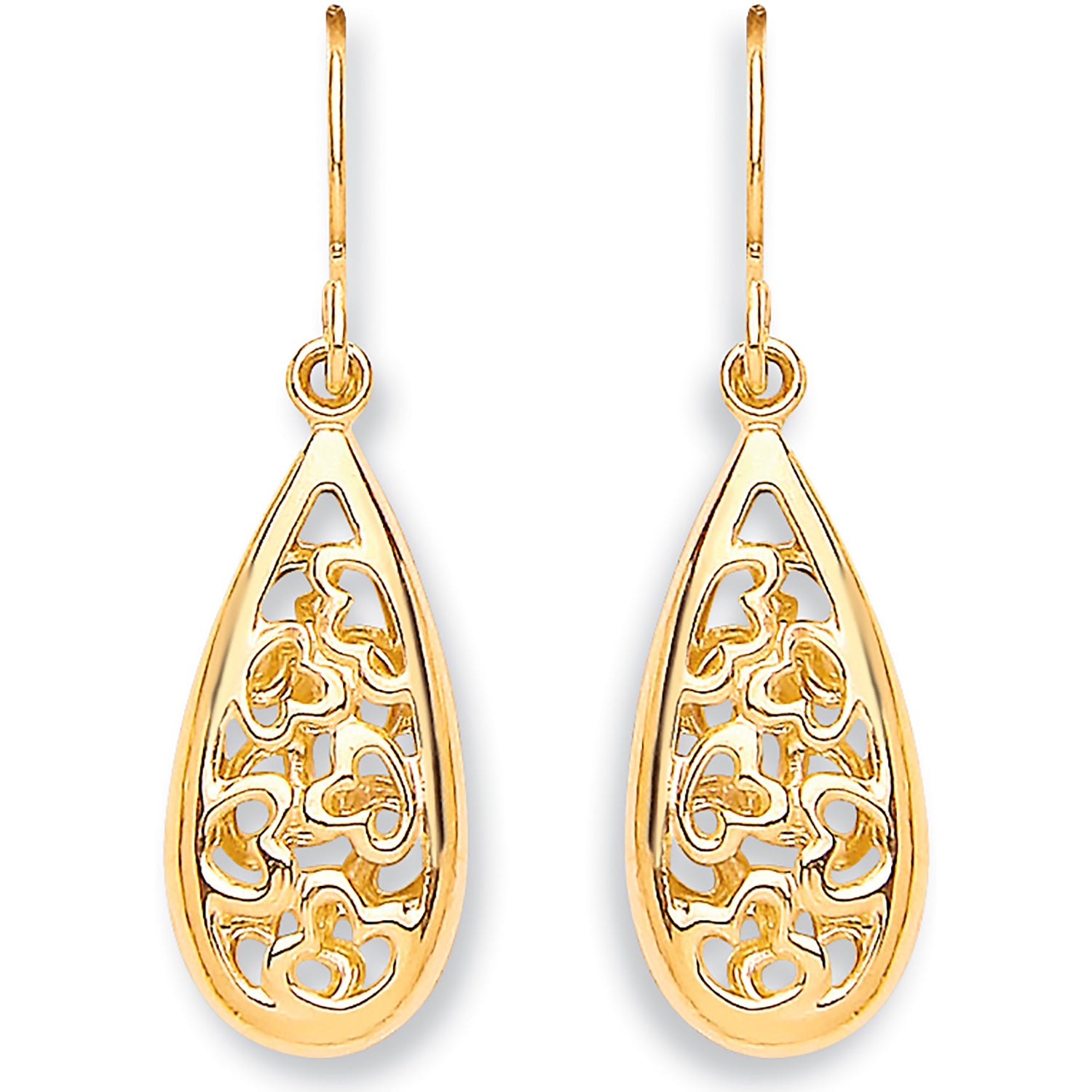 9ct Yellow Gold Hook Oval Drop Earrings