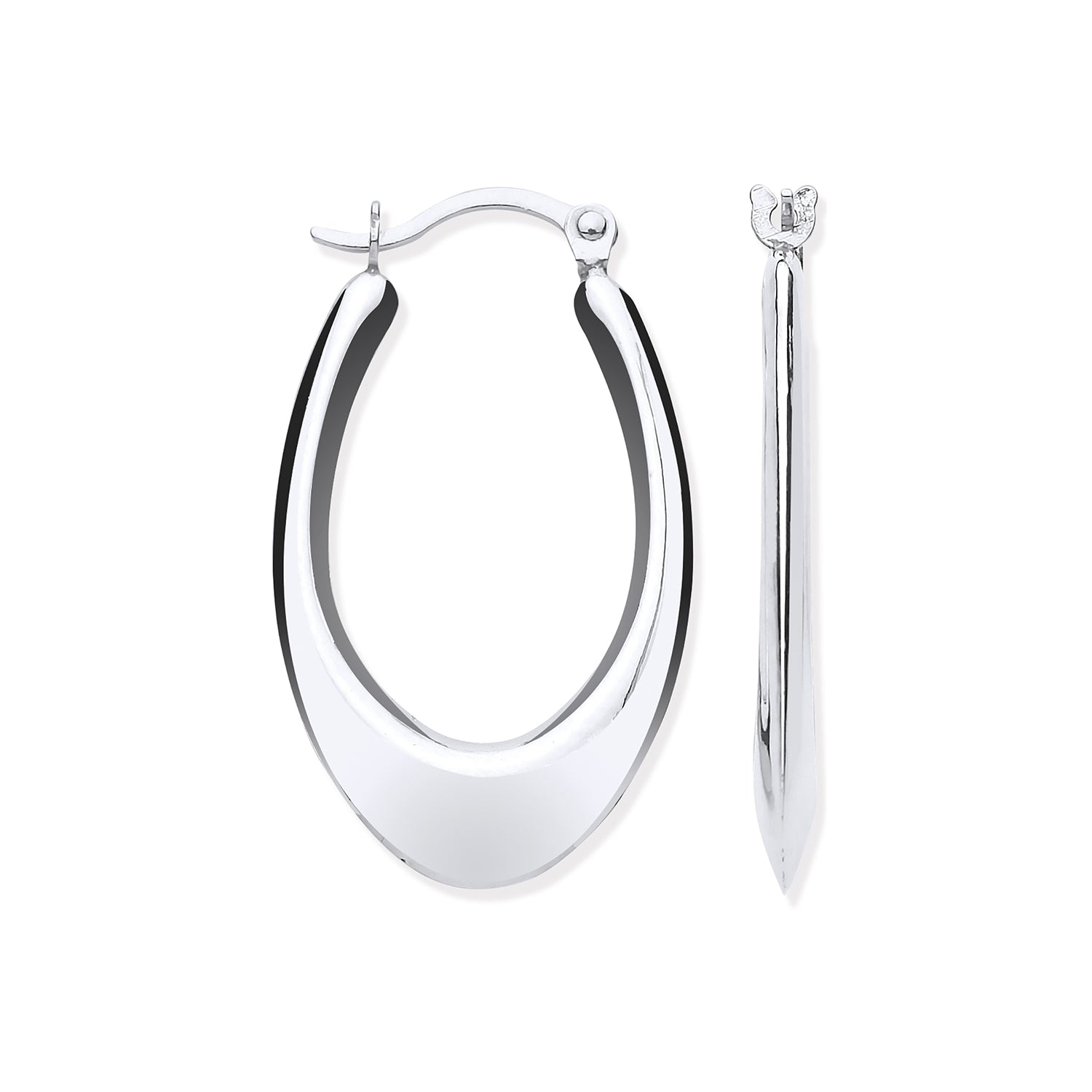 9ct White Gold Hollow Plain Tube Earrings