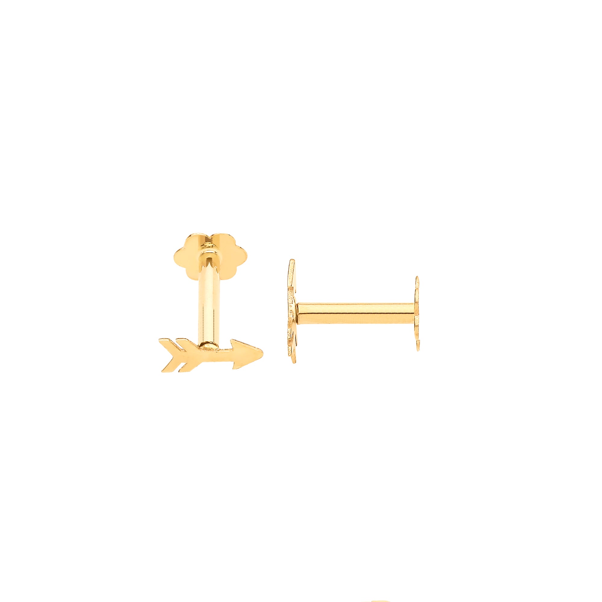 9ct Yellow Gold Arrow Screw Ear Cartilage Single Stud