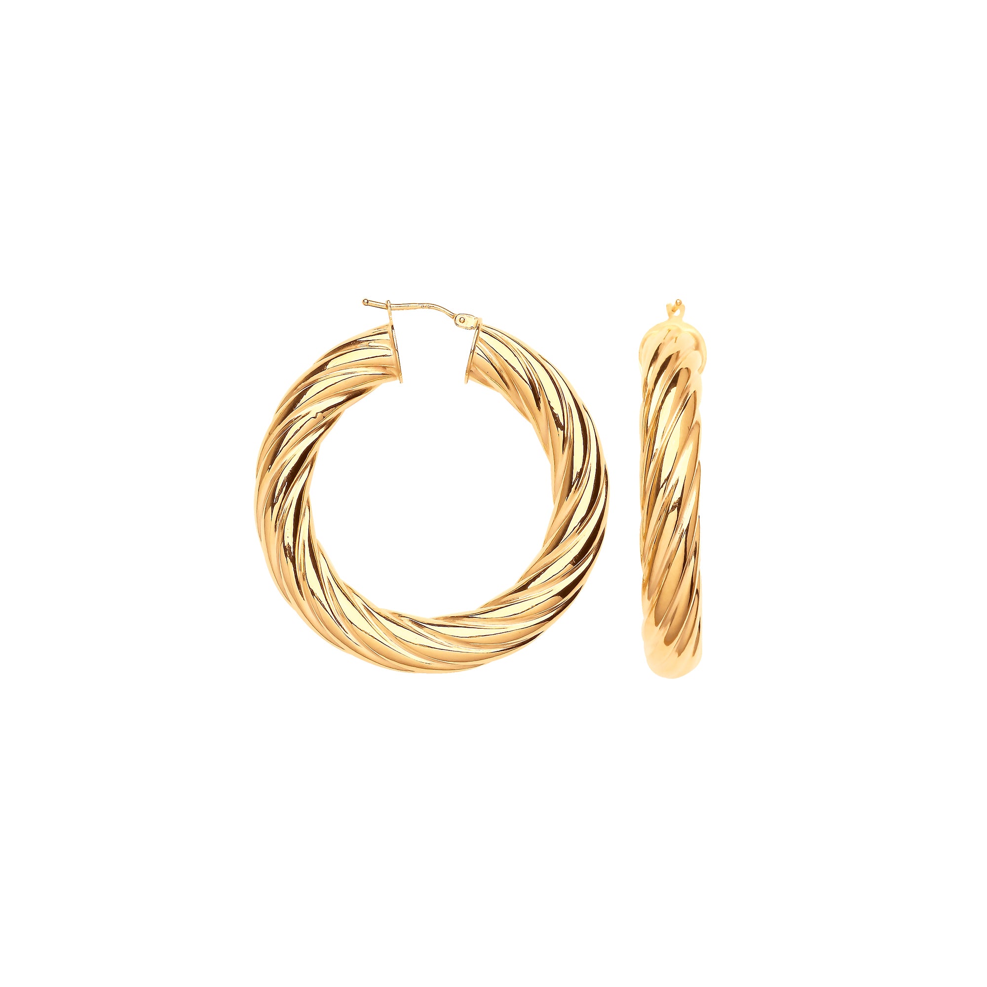 9ct Yellow Gold Chunky Twist Hoop Earrings
