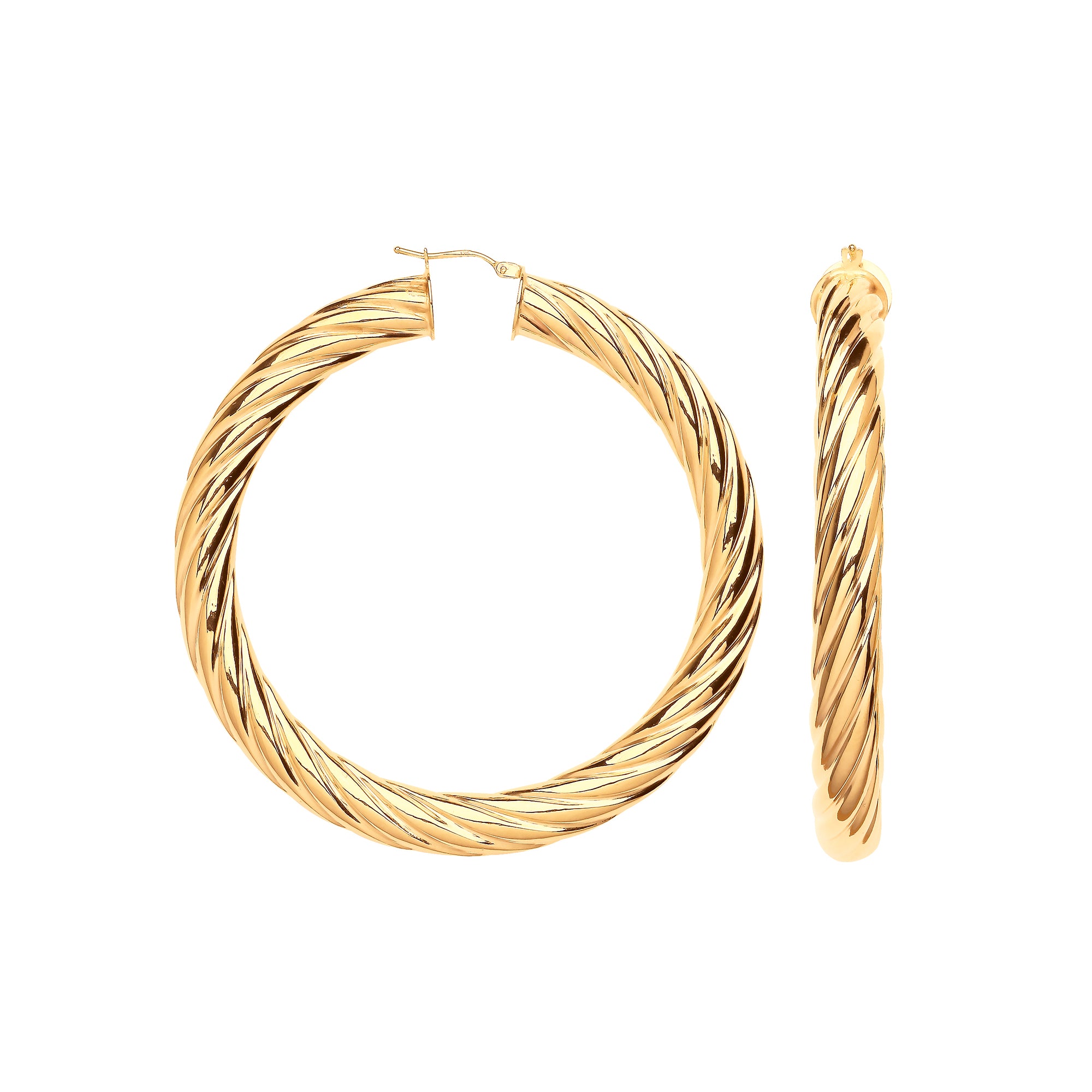 9ct Yellow Gold Chunky Twist Hoop Earrings