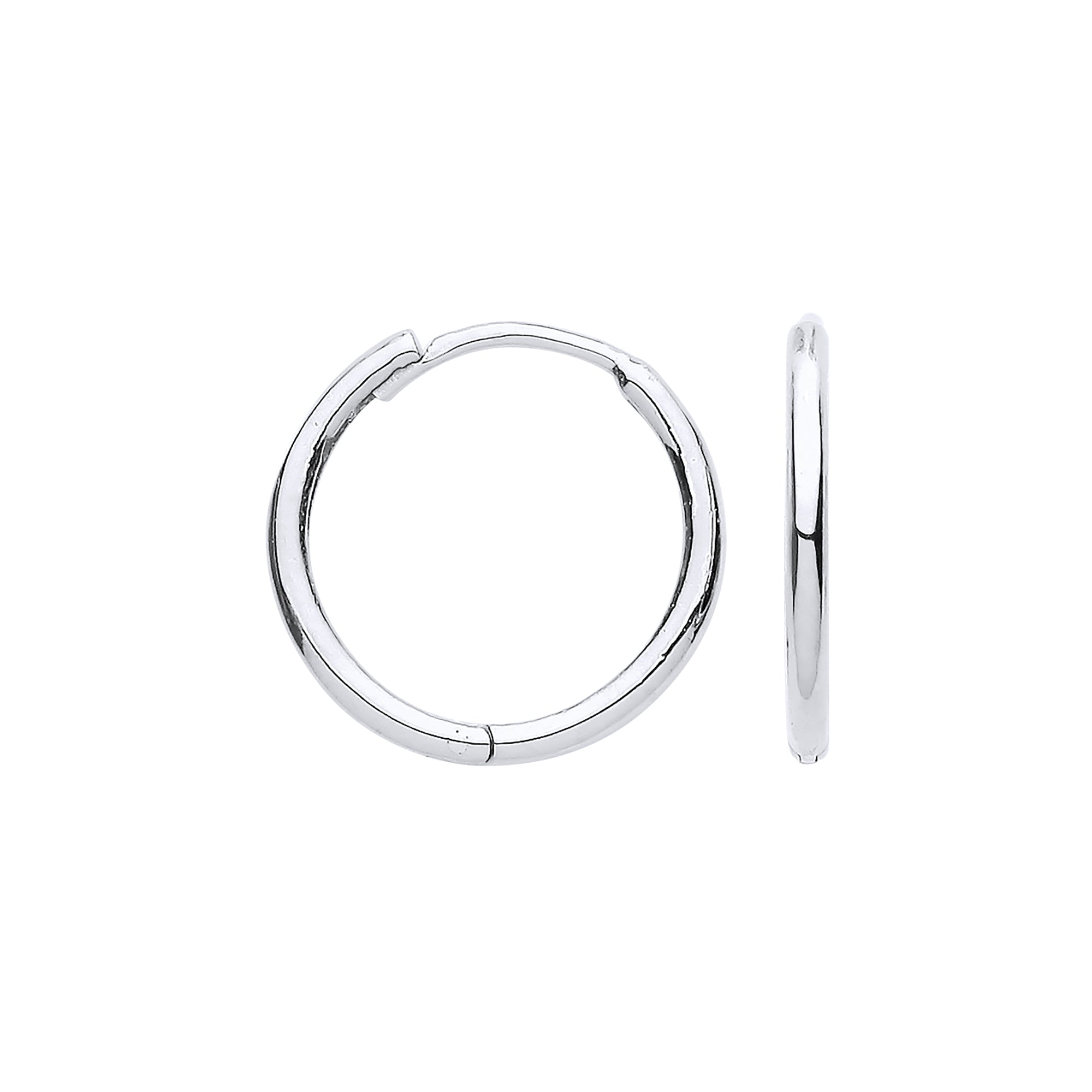 9ct White Gold 14mm Plain Hinged Huggies