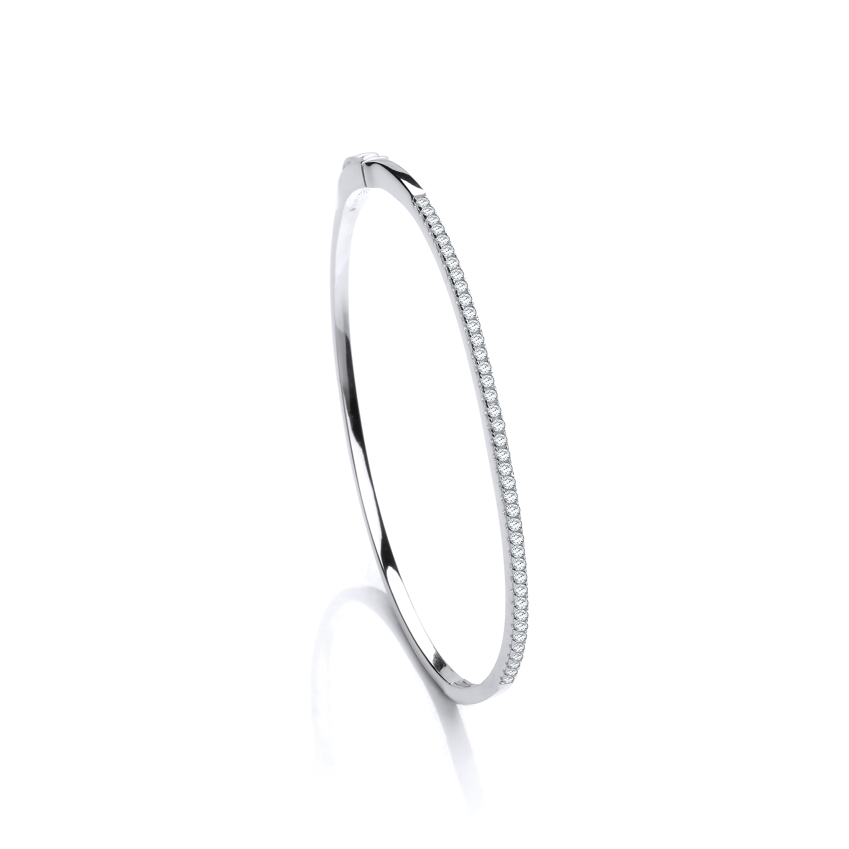 925 Sterling Silver Cubic Zirconia Bangle J Jaz