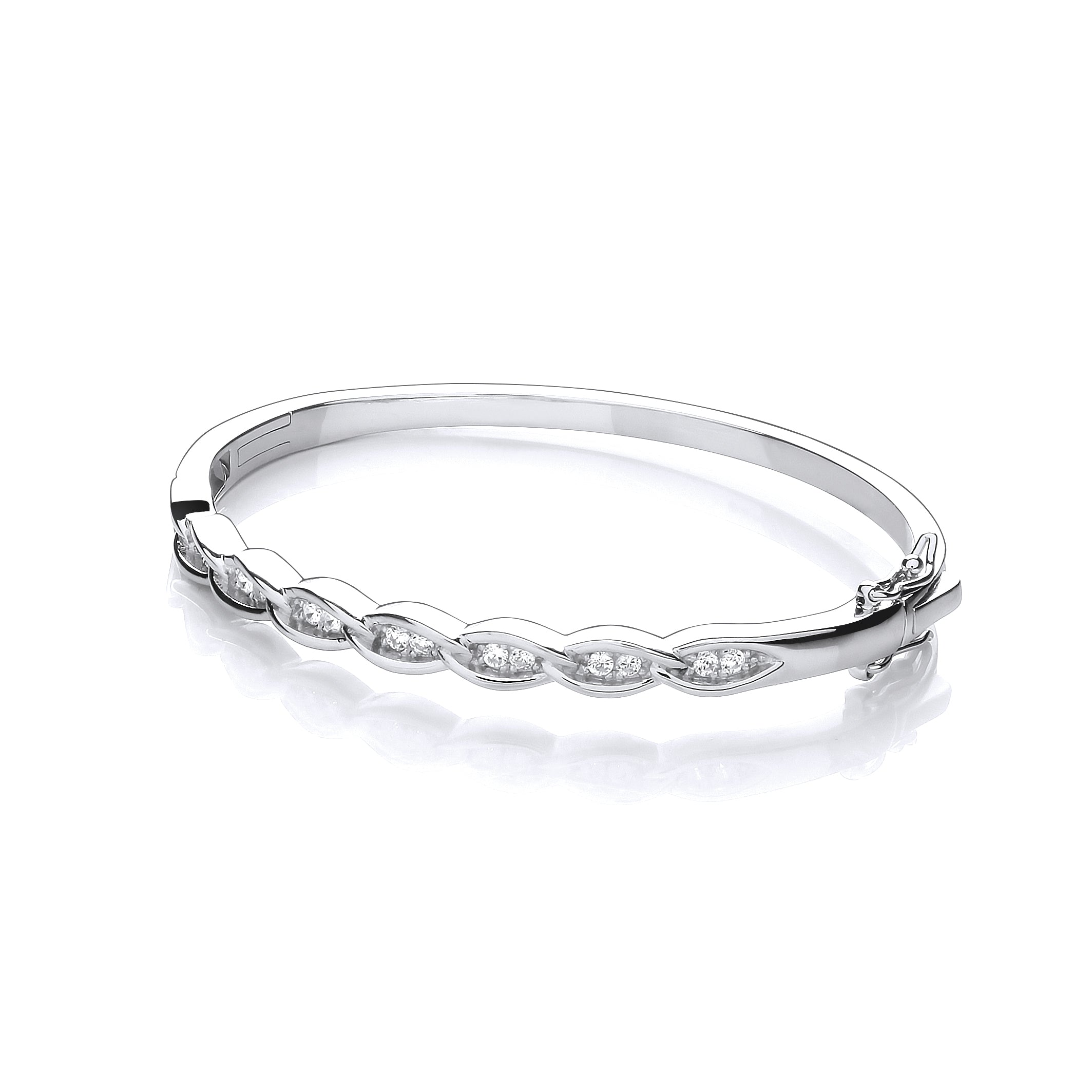 925 Sterling Silver Cubic Zirconia Link J-Jaz Bangle