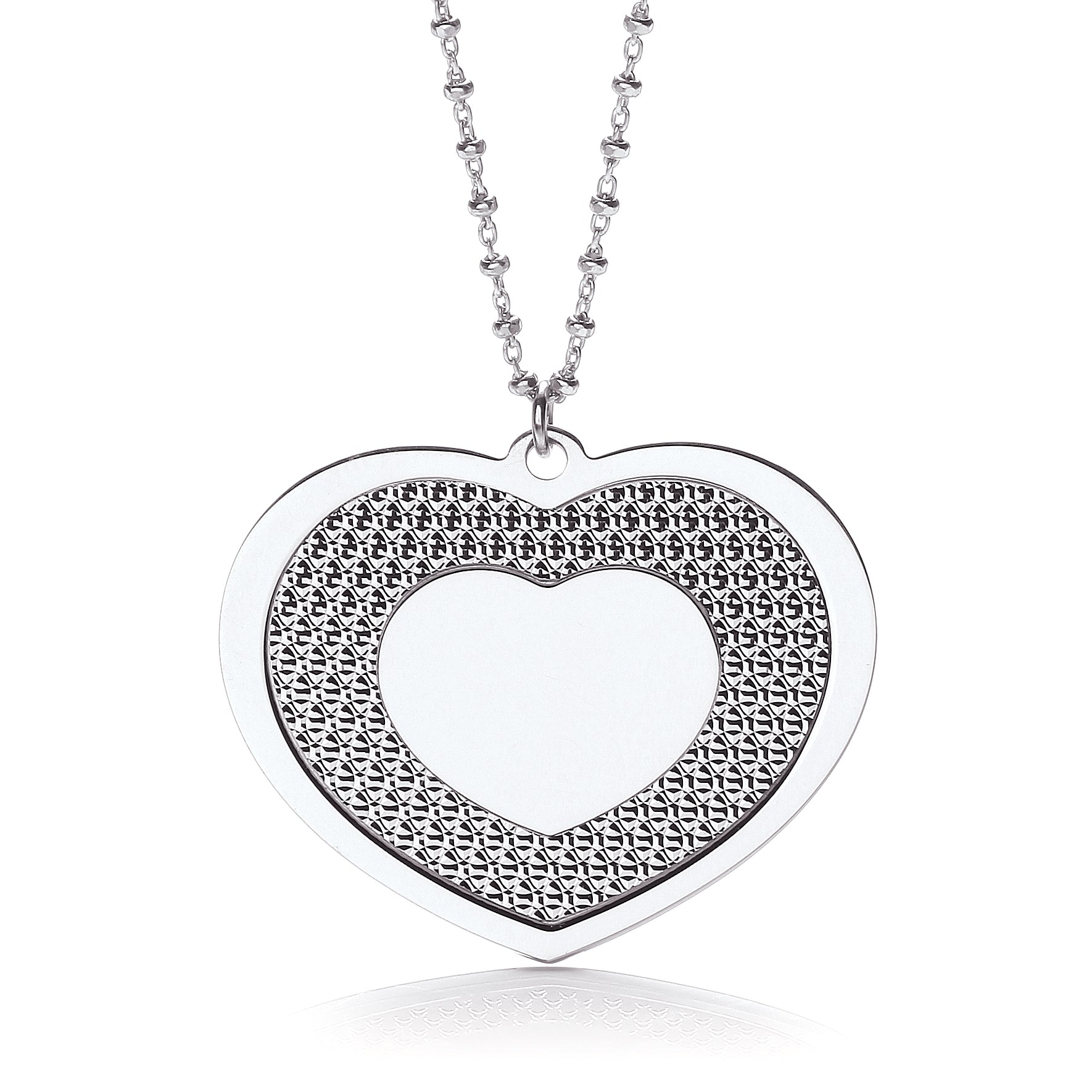 925 Sterling Silver Big Heart 18" Necklace J-Jaz