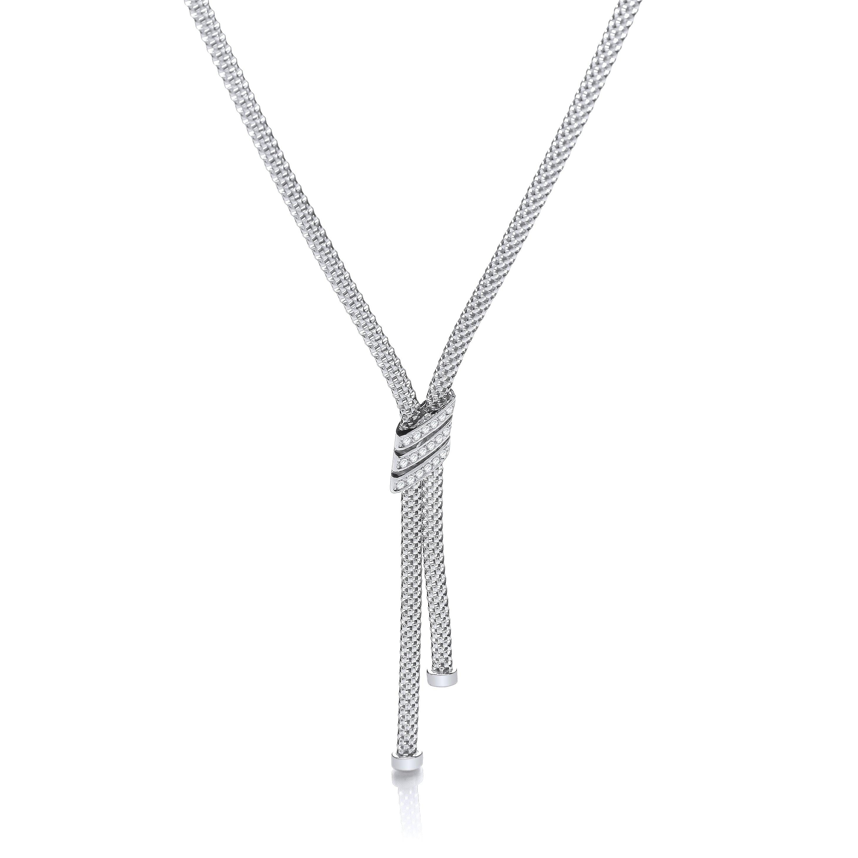 925 Sterling Silver Necklace with 3 Stripes Cz's 17" J-Jaz
