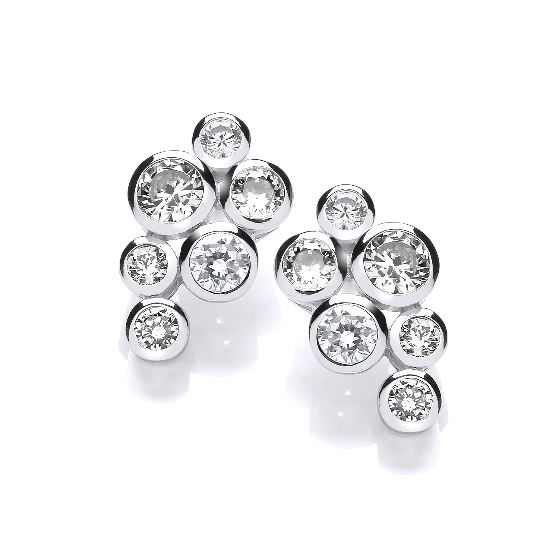 925 Sterling Silver Timeless Style Rubover set CZs Earrings - J Jaz
