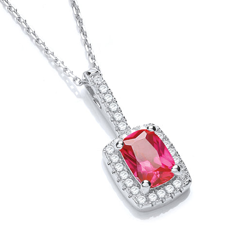 925 Sterling Silver Micro Pave' Fancy Pendant Red Small Cz with 18" Chain J-Jaz