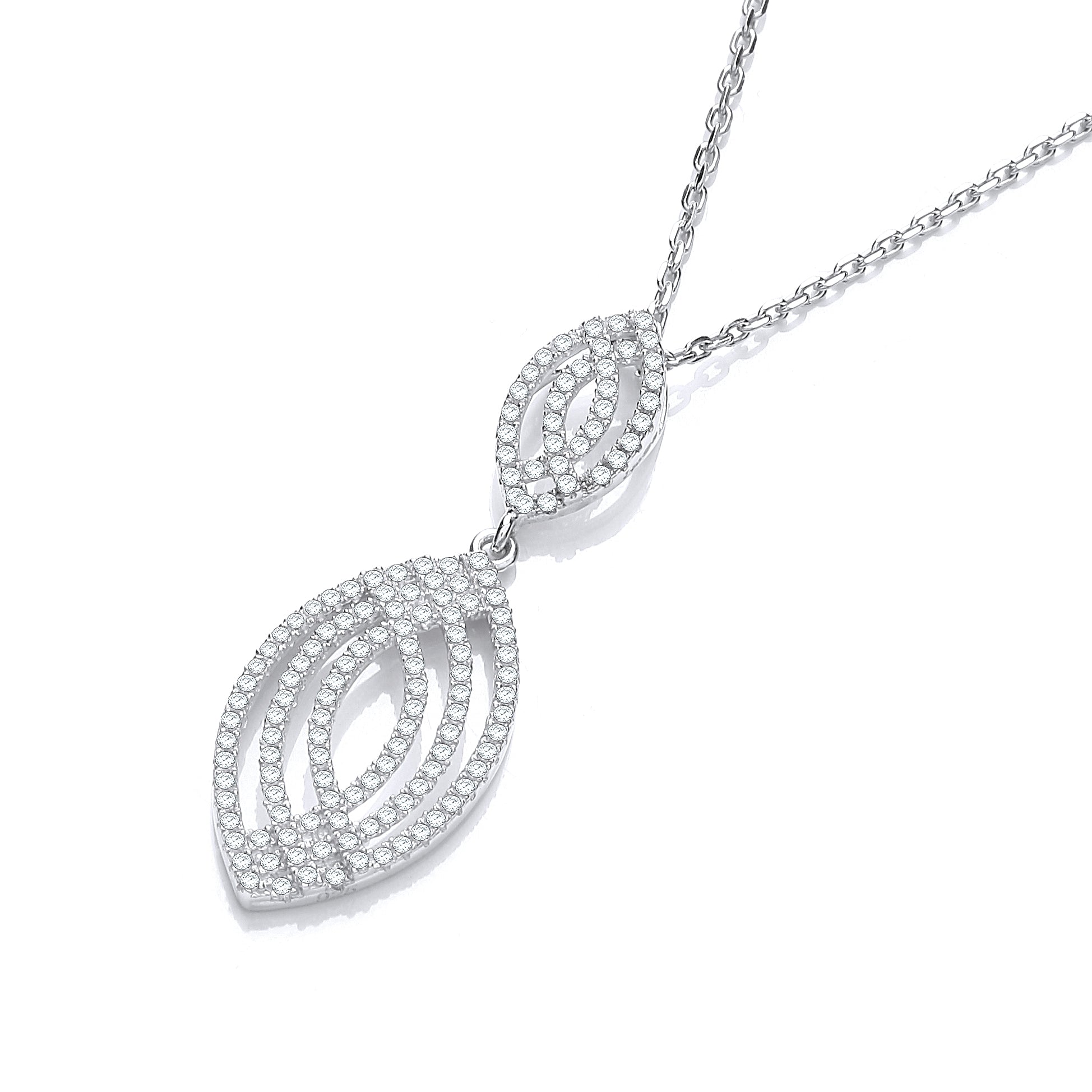 925 Sterling Silver Micro Pave' Fancy Cz Pendant with 18" Chain J-Jaz