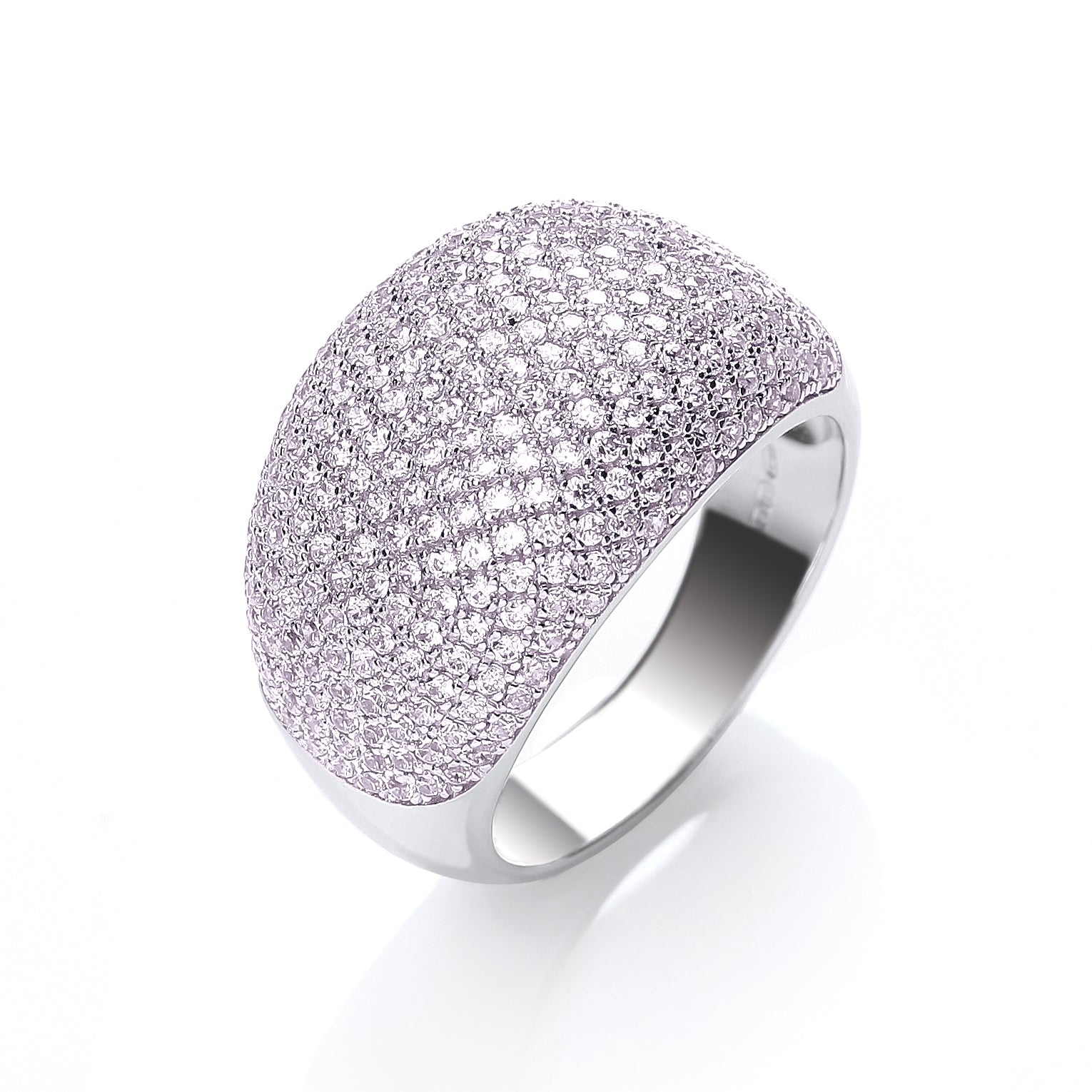 925 Sterling Silver Micro Pave' Cocktail 283 Stone Pink Cz Ring J-Jaz