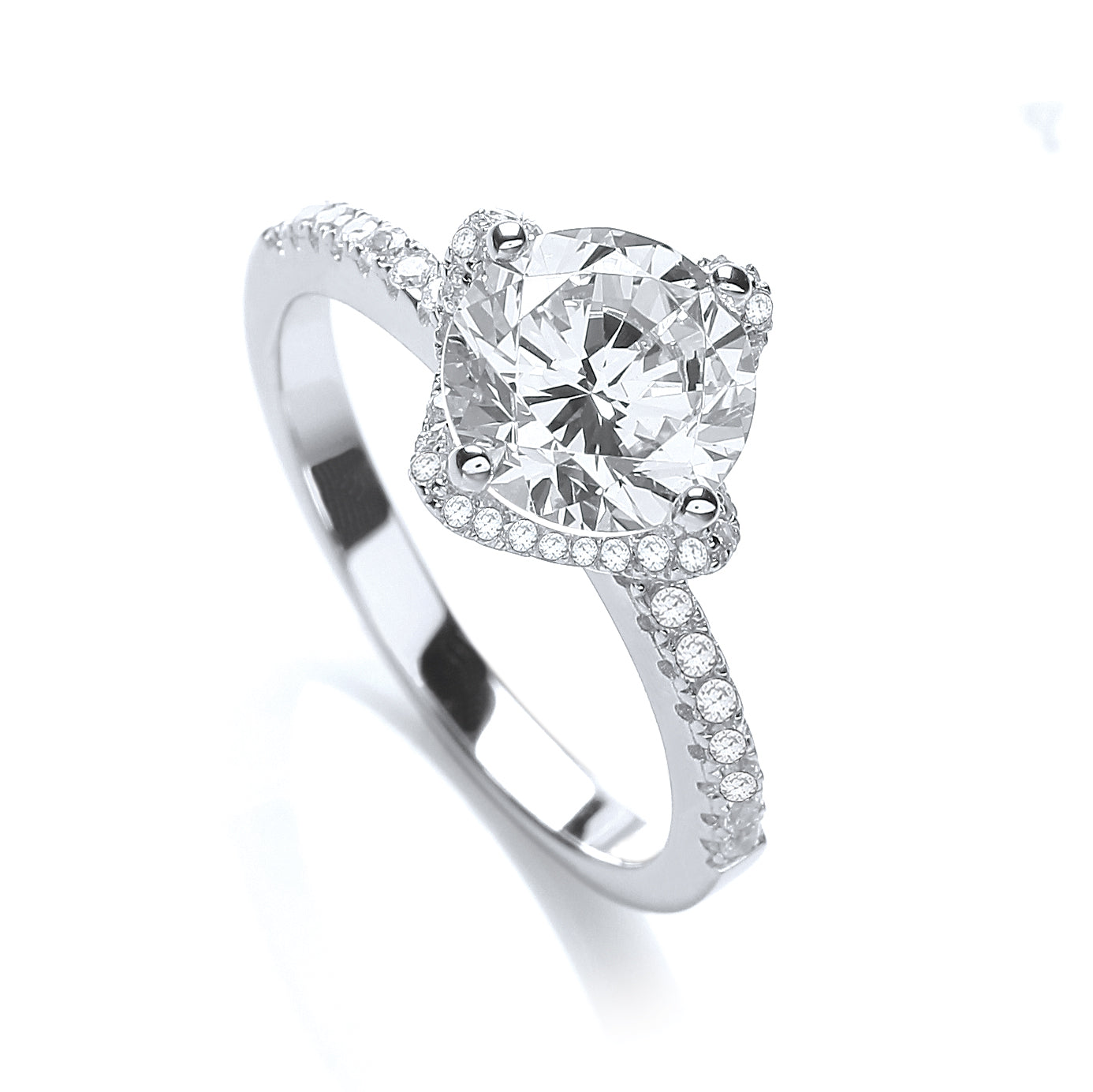 925 Sterling Silver Micro Pave' High setting Ring Cz on Shoulder J-Jaz