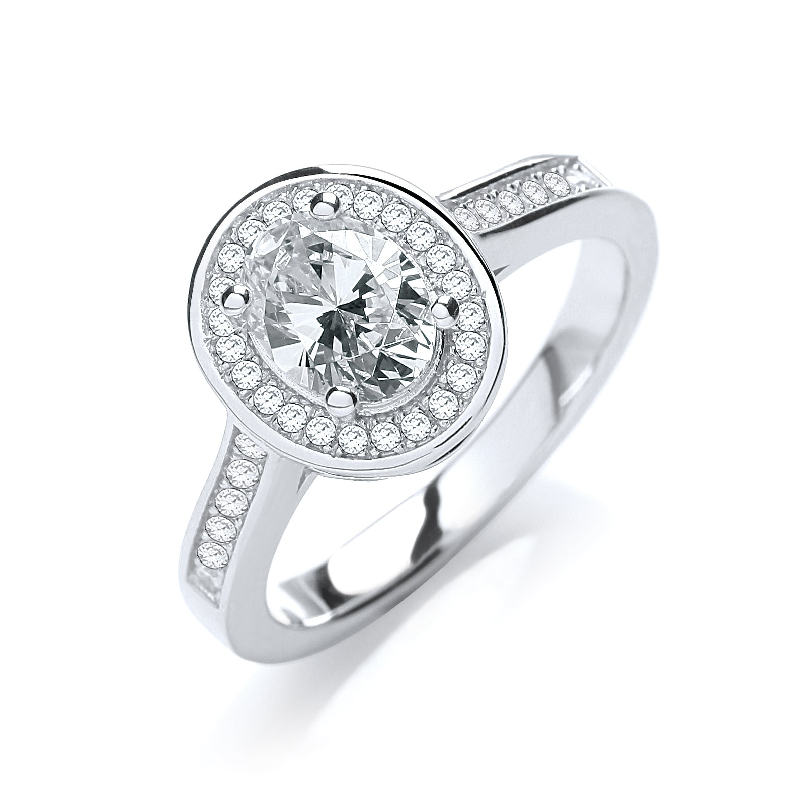 925 Sterling Silver Micro Pave' Oval Shape Cz Ring J-Jaz