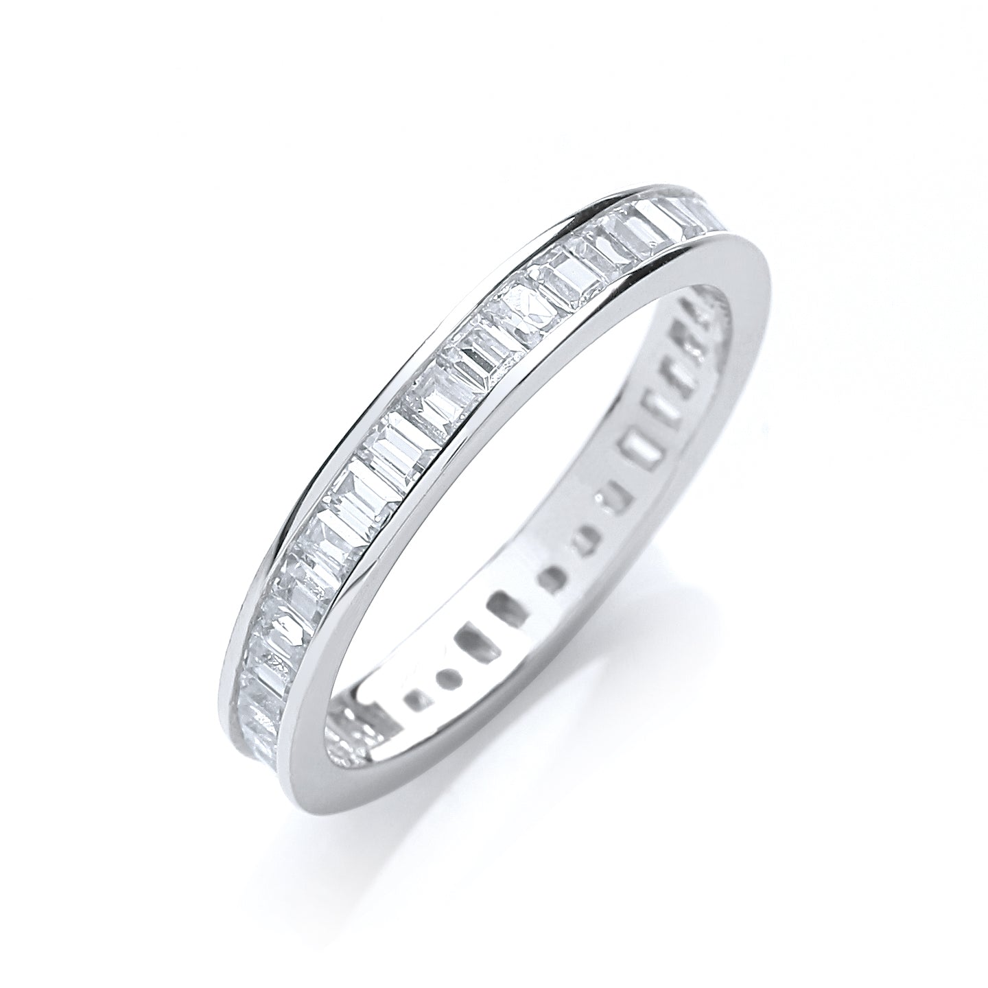 925 Sterling Silver Baguette Cut Channel Set Full Eternity J-Jaz
