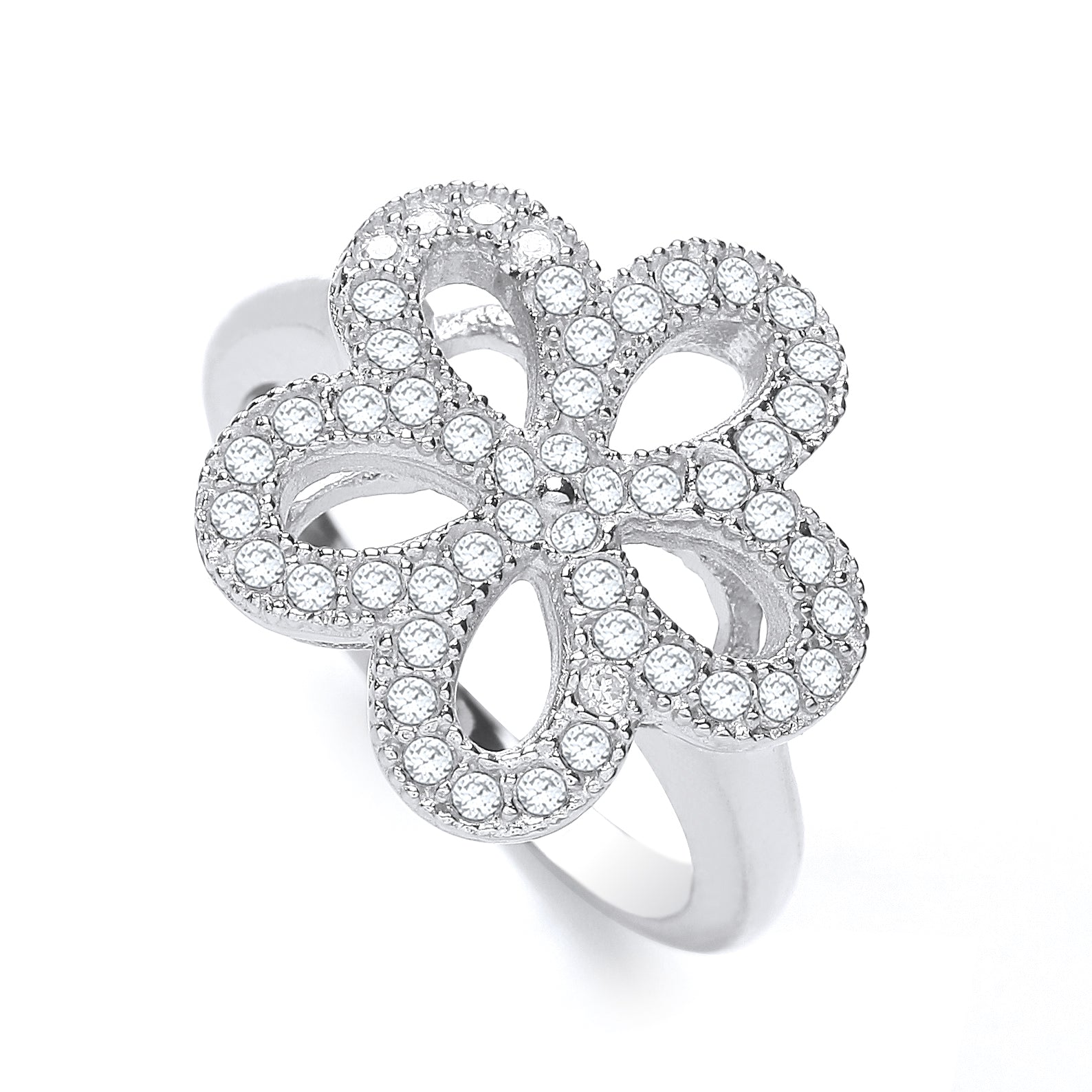 925 Sterling Silver Daisy Shape Fancy Cz Ring J-Jaz